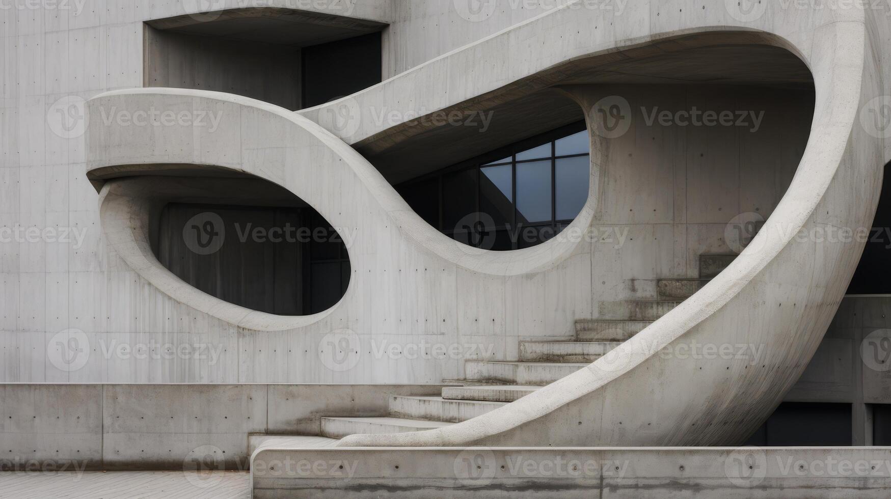 AI generated A stark contrast between brutalist lines and organic shapes. Generative AI photo