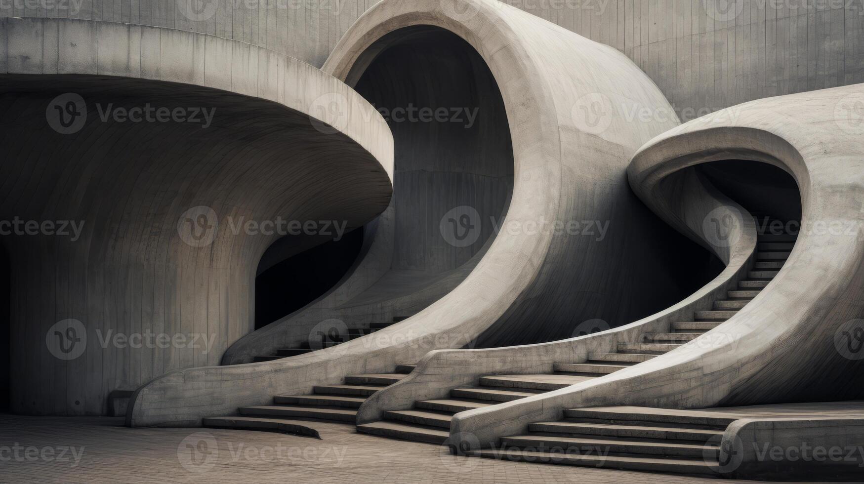 AI generated A stark contrast between brutalist lines and organic shapes. Generative AI photo