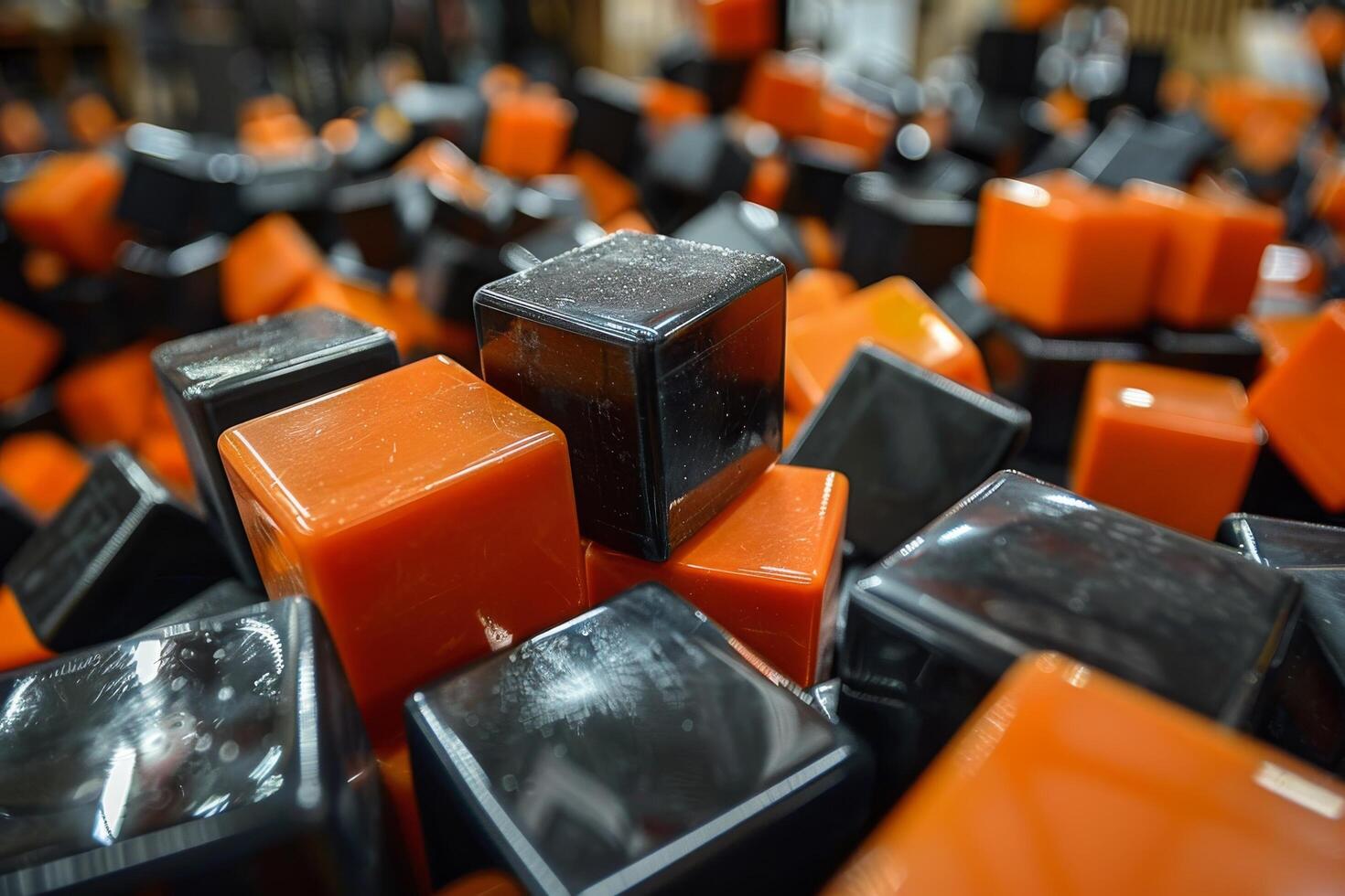 AI generated Stacked Orange and Black Cubes photo