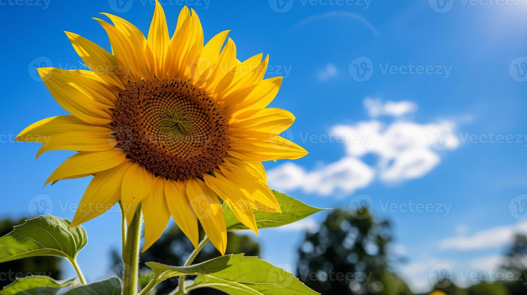 AI generated A sunflower reaching for the sky in a field. Generative AI photo