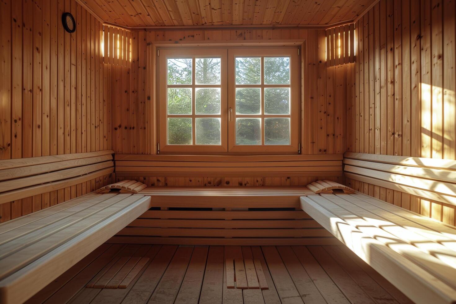 AI generated Two Beds and Window in a Room photo