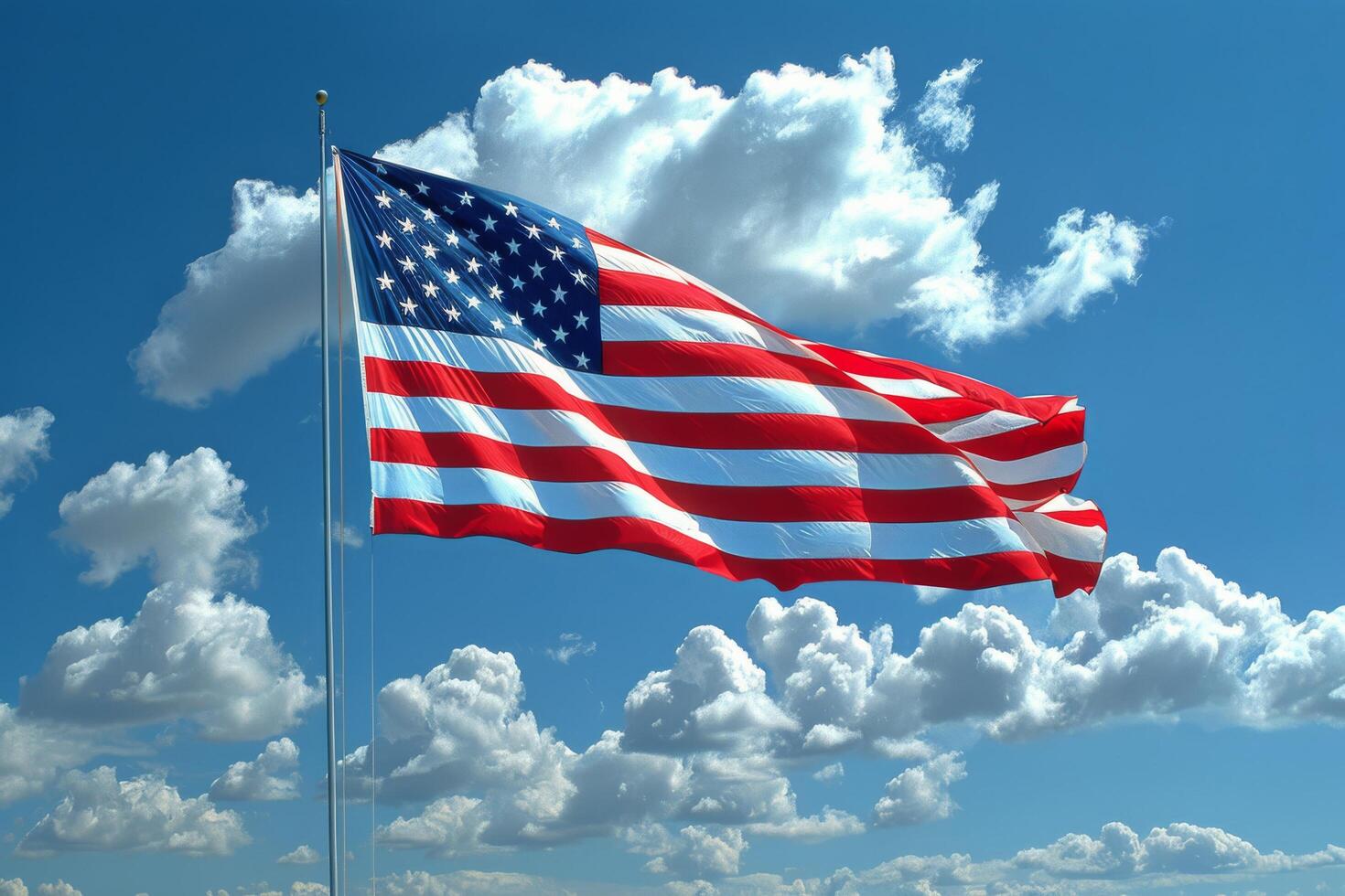AI generated Large American Flag Flying in Sky photo