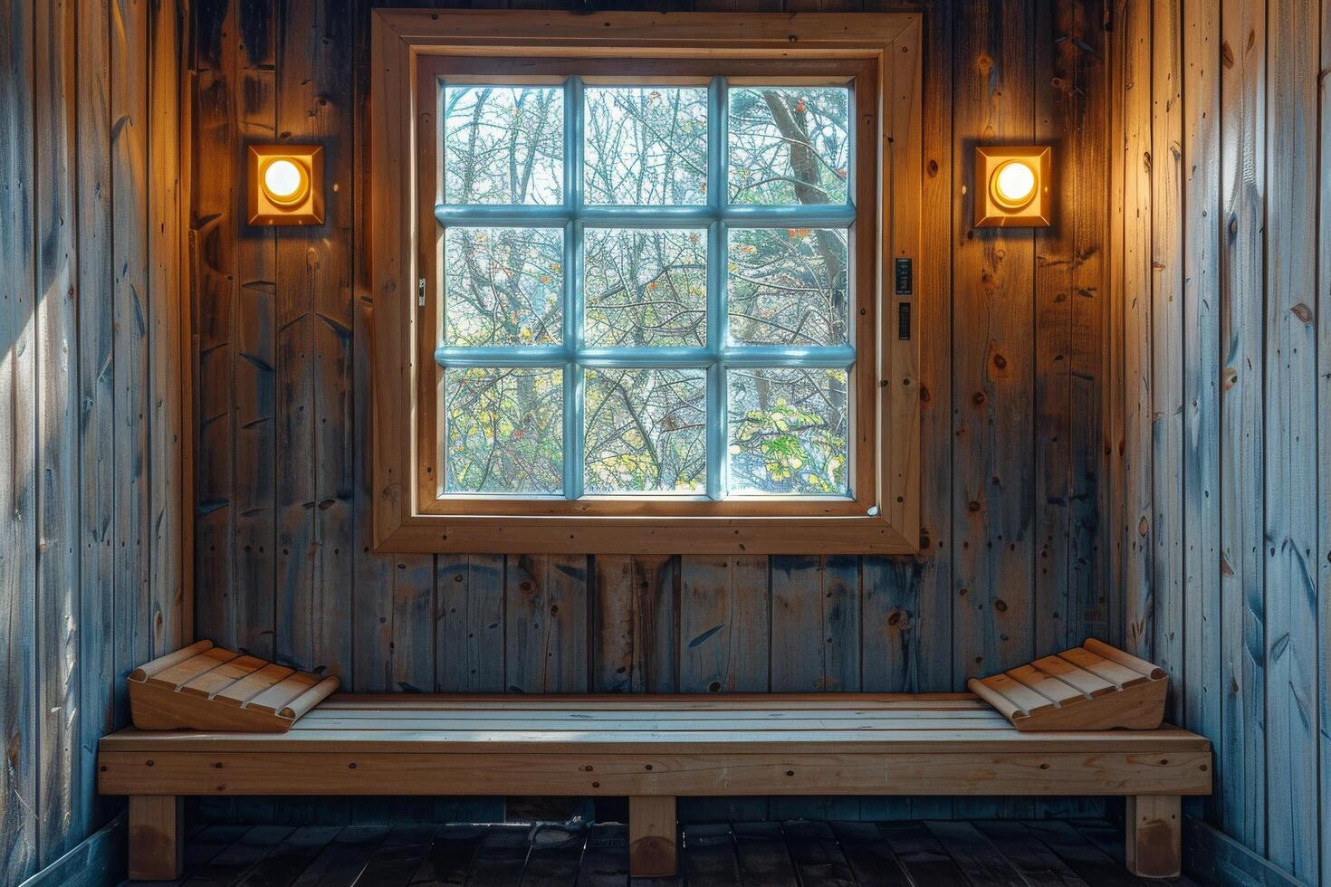 AI generated Two Beds and Window in a Room photo