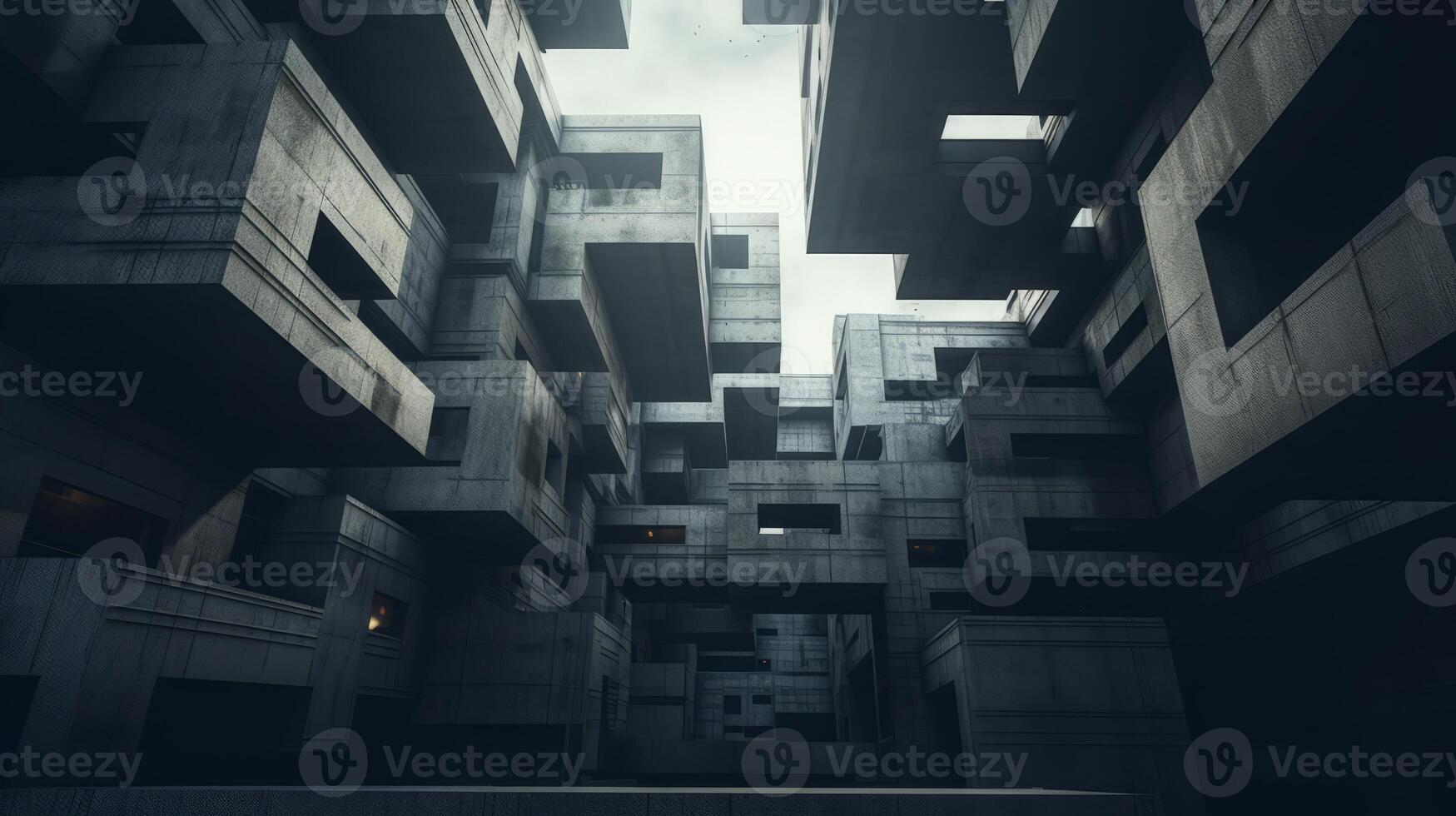 AI generated An abstract exploration of brutalist architecture and space. Generative AI photo