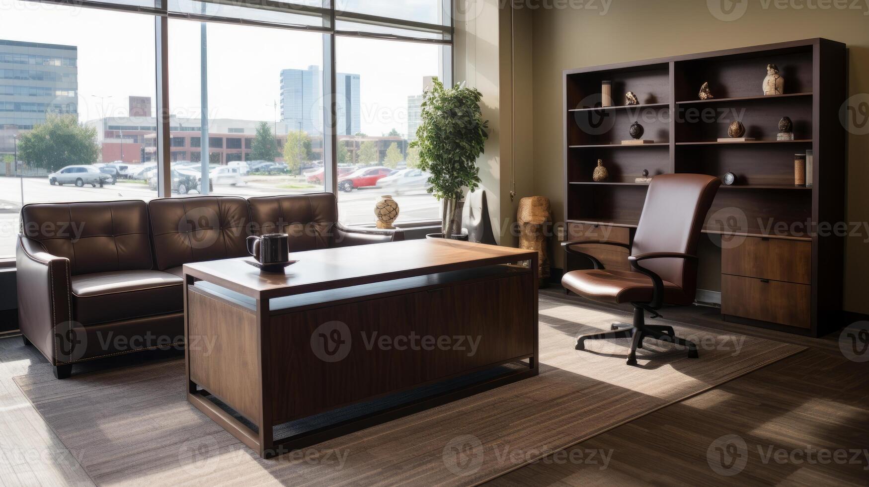 AI generated An executive office with a sleek and stylish appearance. Generative AI photo