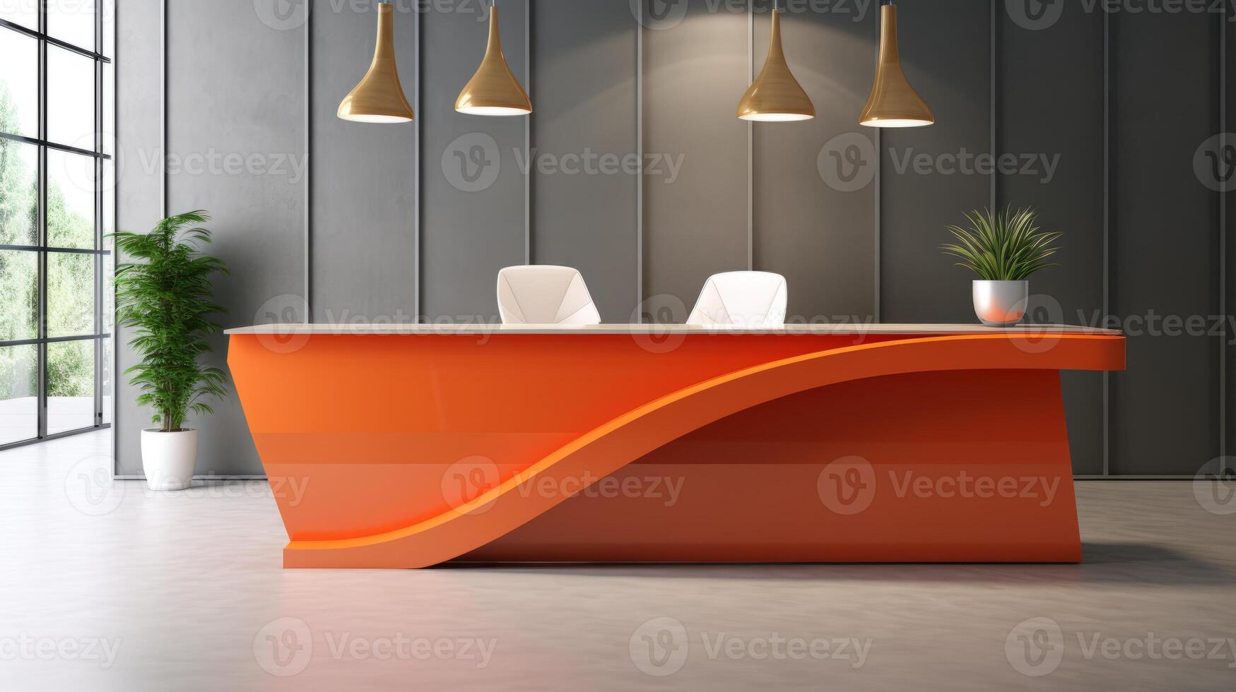 AI generated Modern, welcoming office reception desk. Generative AI photo