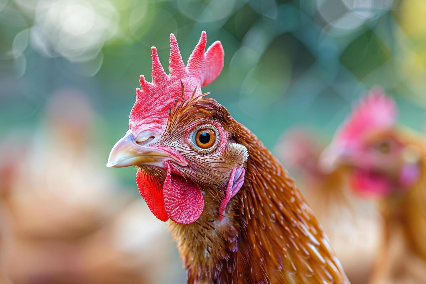 AI generated Row of Chickens and Eggs in Barn photo