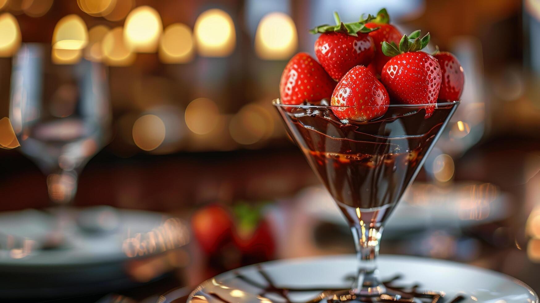 AI generated Chocolate Martini With Strawberries on Table photo