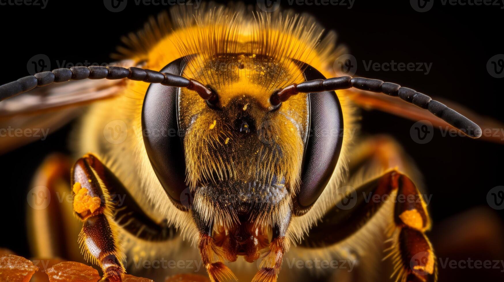 AI generated Extreme hyperzoom of a bee. Generative AI photo