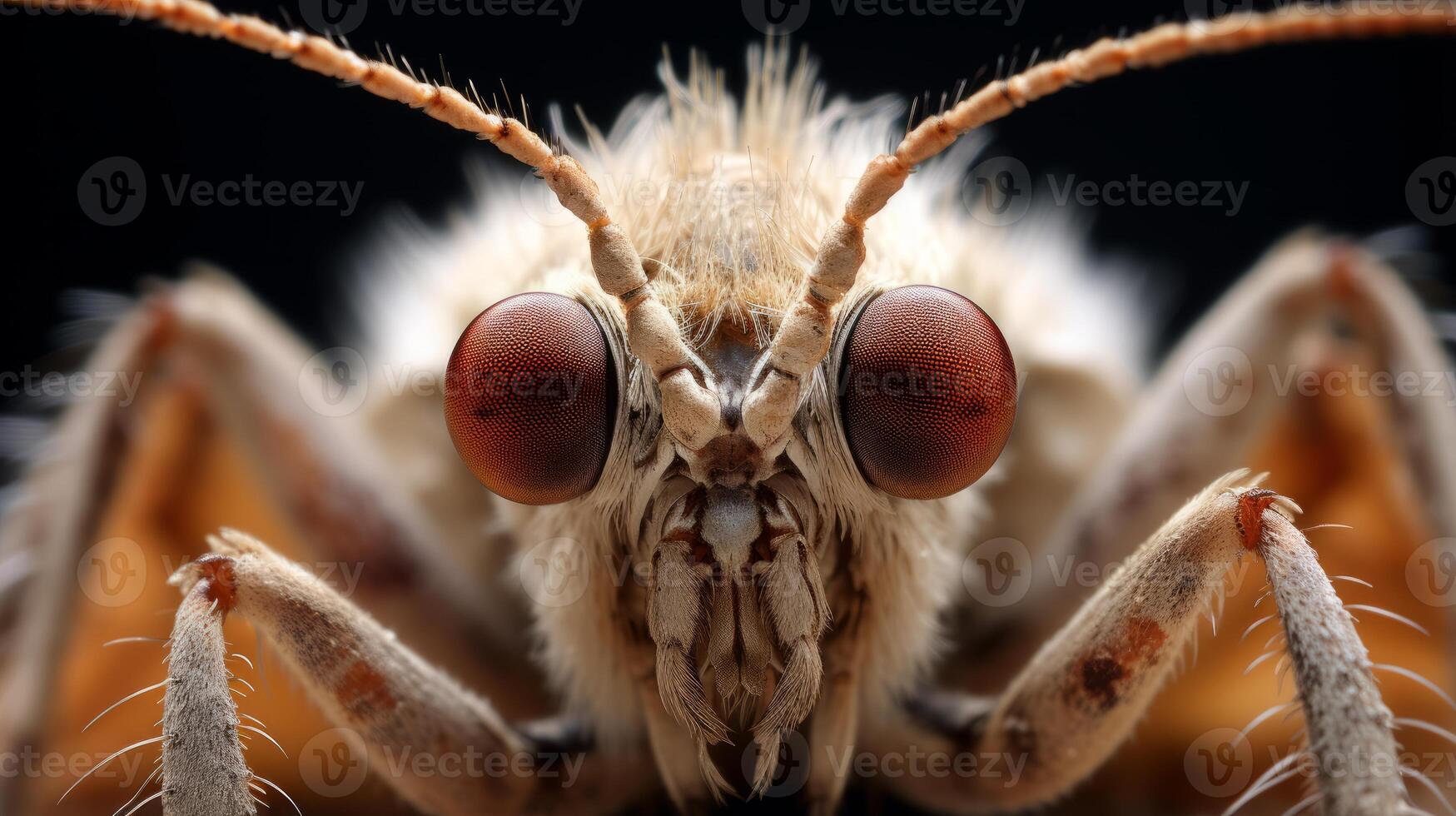 AI generated Extreme hyperzoom capturing the detail of a moth. Generative AI photo