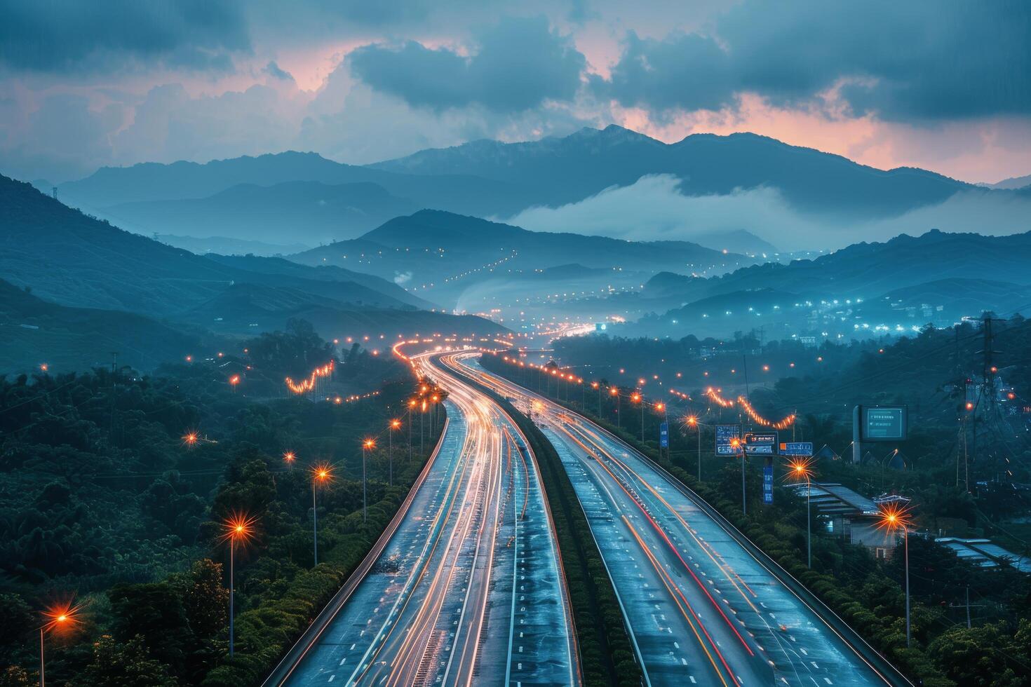 AI generated Busy Highway Traffic photo