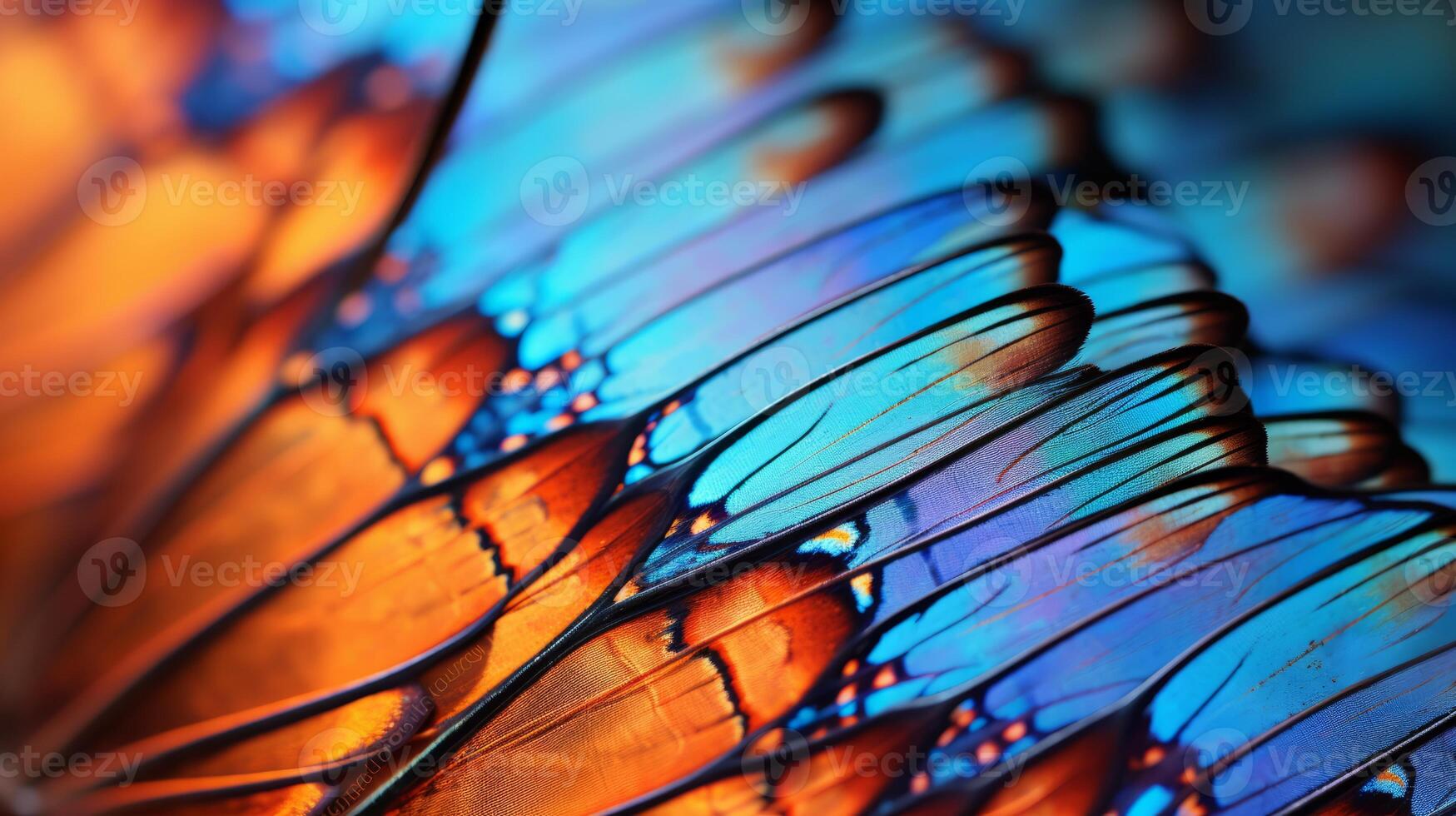 AI generated Hyper zoom closeup of a butterfly's wing. Generative AI photo