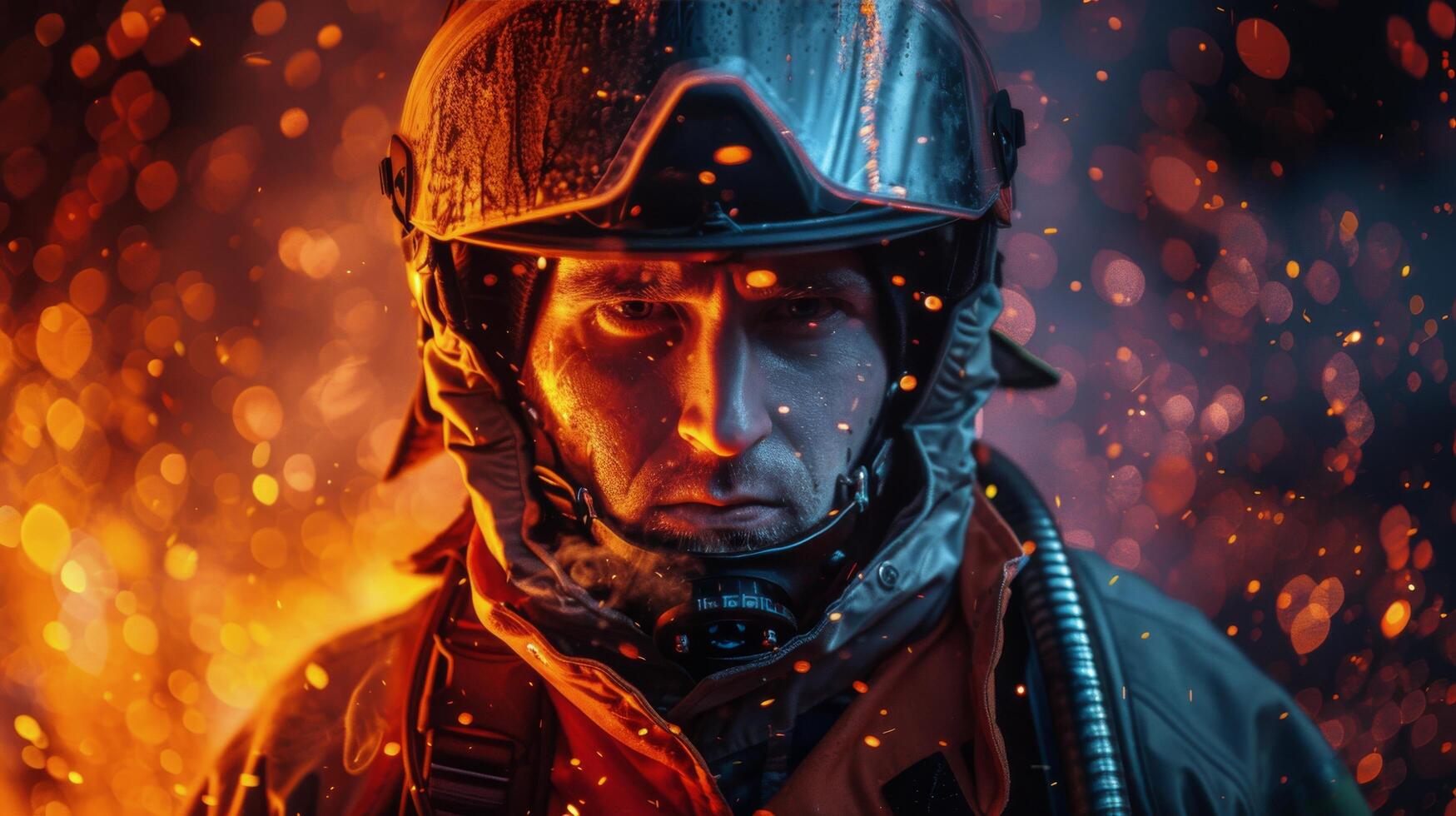 AI generated Firefighter in Full Gear photo