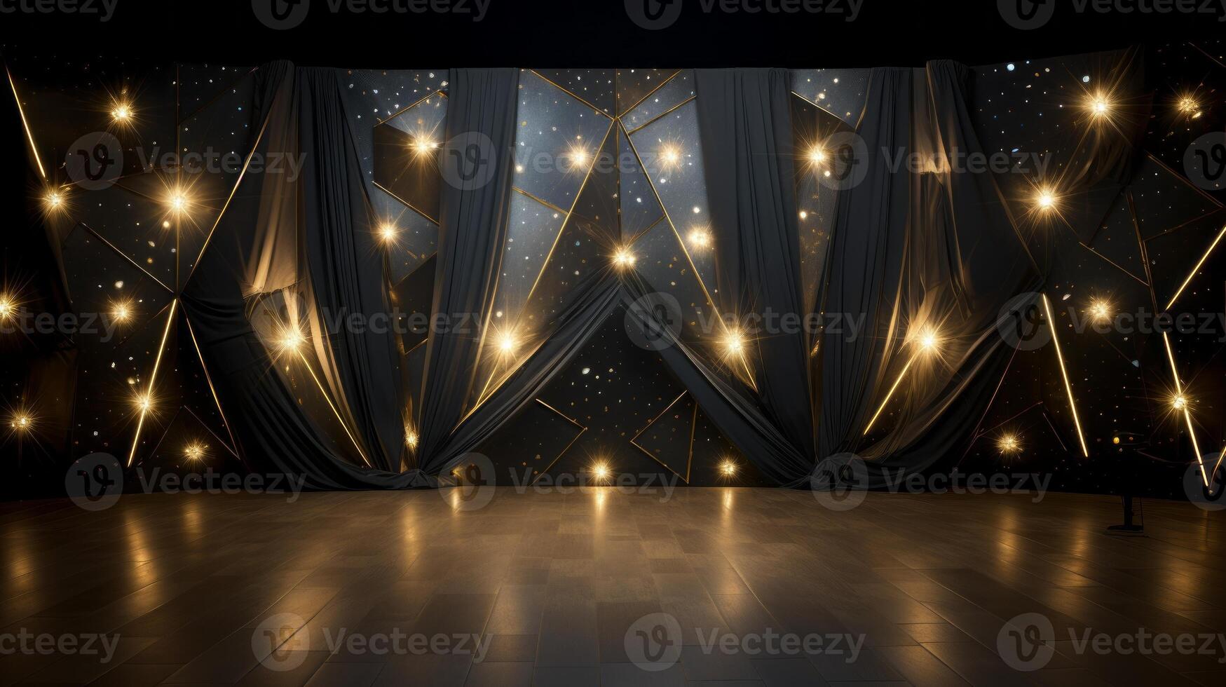 AI generated Stage with a curtain and lights on it. Generative AI photo