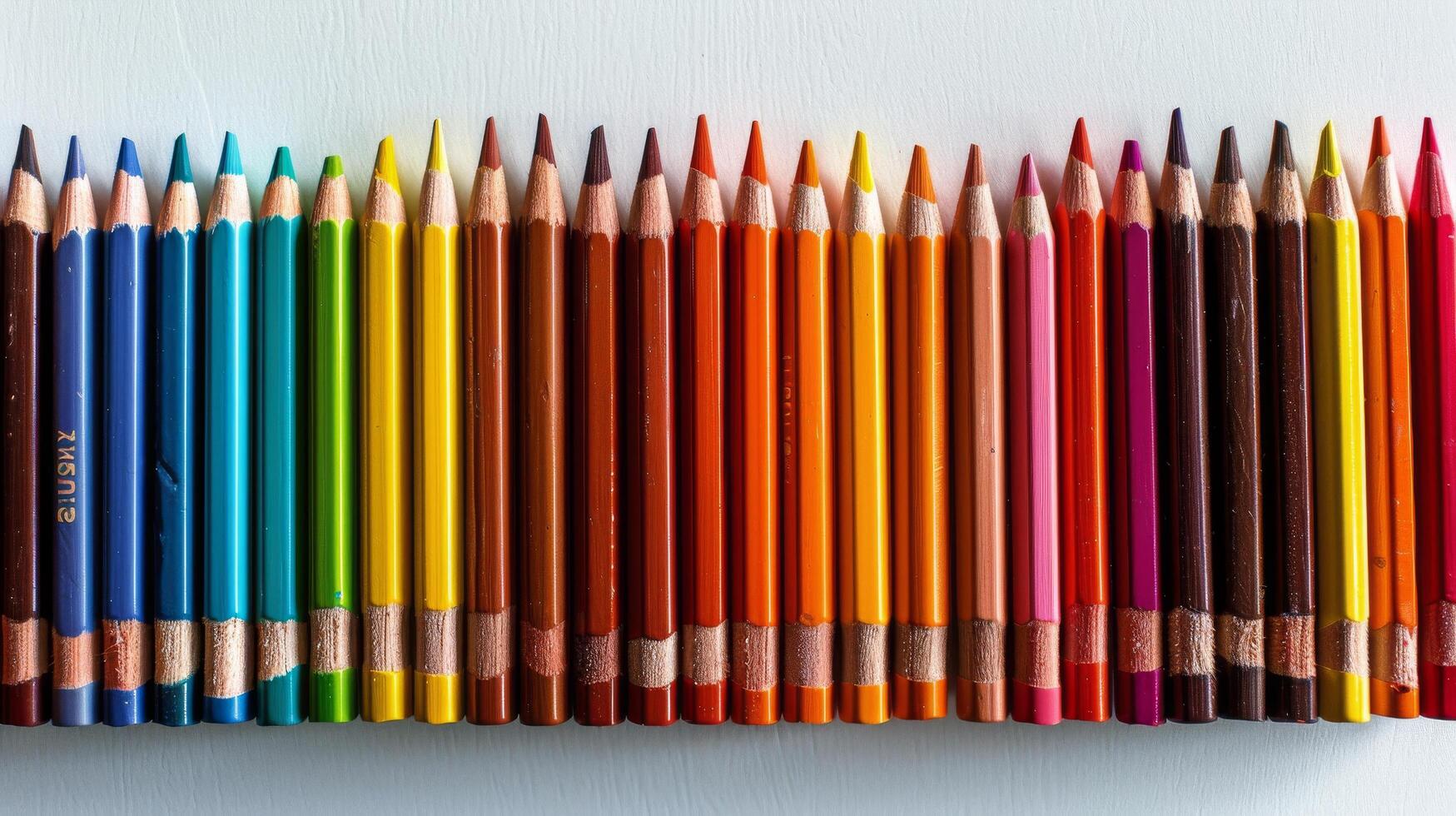 AI generated Row of Colored Pencils on Wall photo
