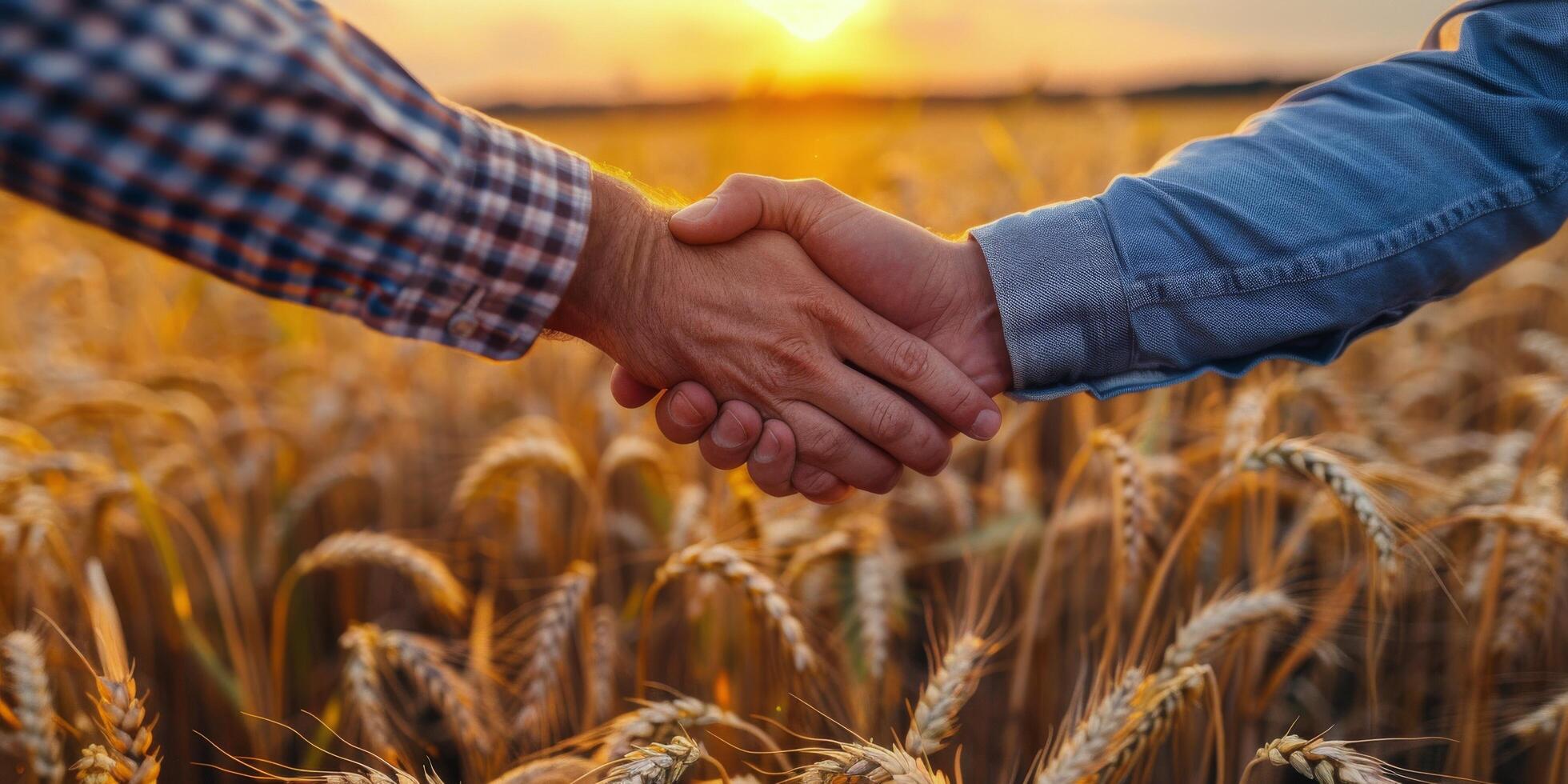 AI generated Two People Holding Hands in a Wheat Field photo