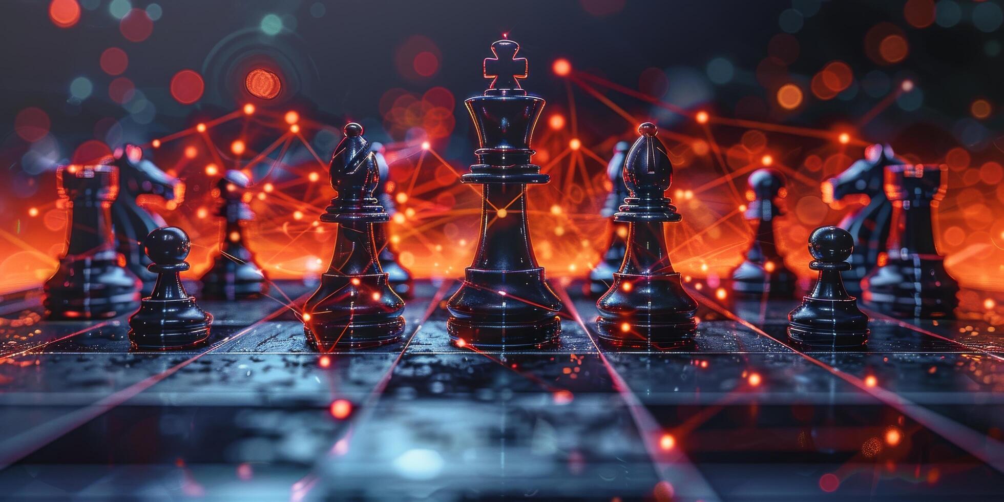 AI generated Chess Pieces on Chess Board photo