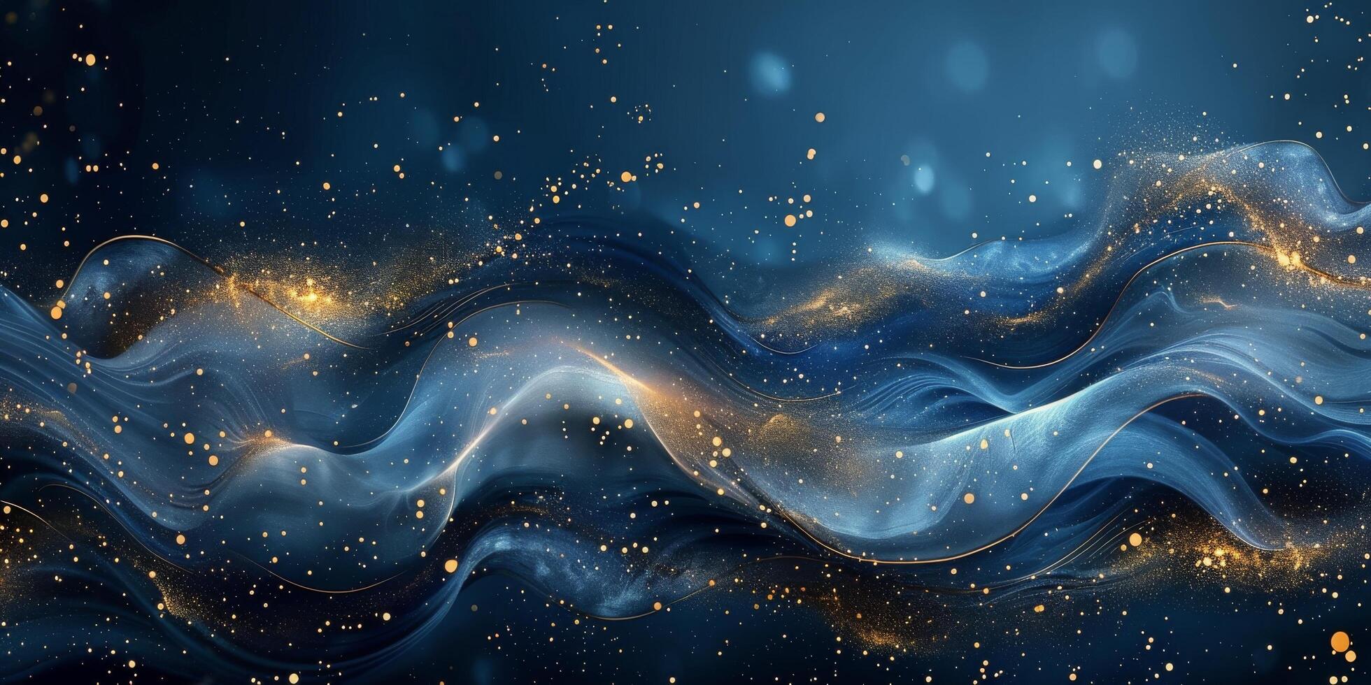 AI generated Wave Painting With Gold Glitters photo