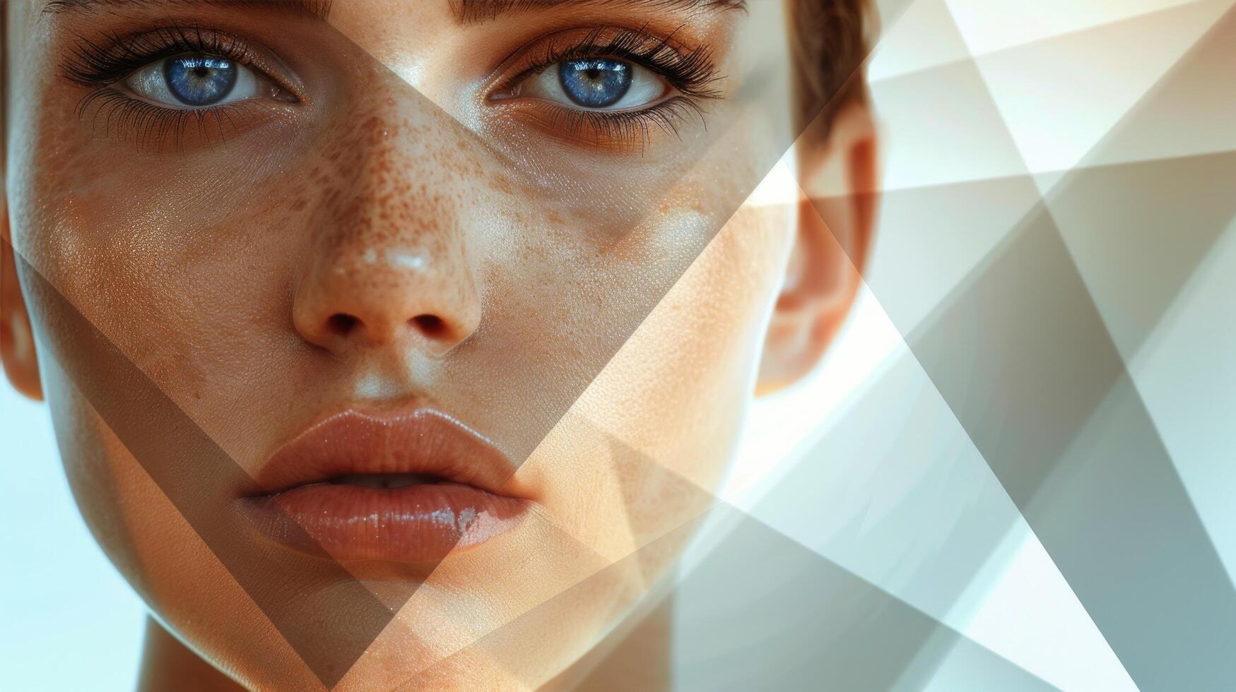 AI generated Womans Face With Grid Overlay photo