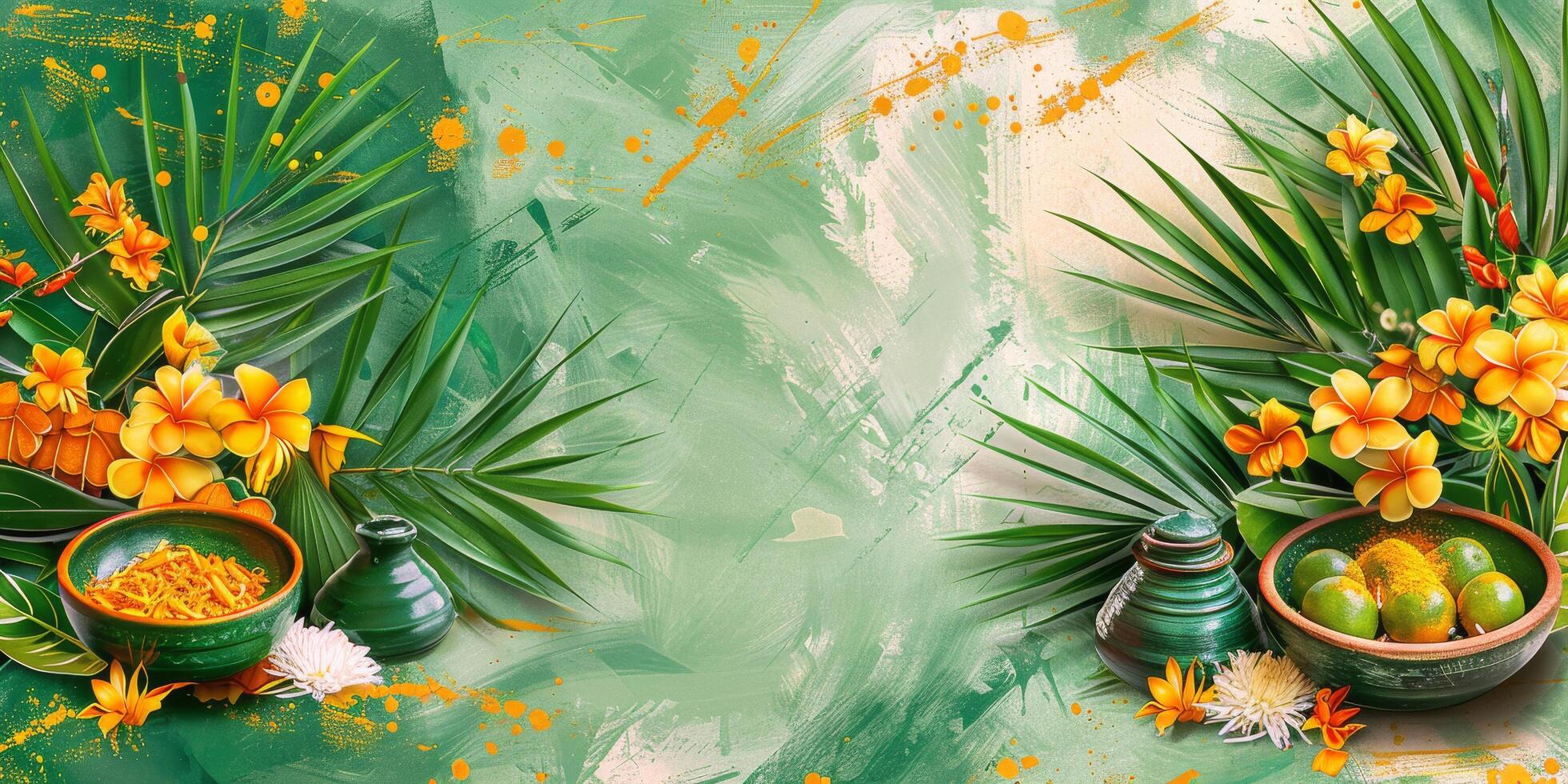 AI generated Flowers and Fruit in a Bowl photo