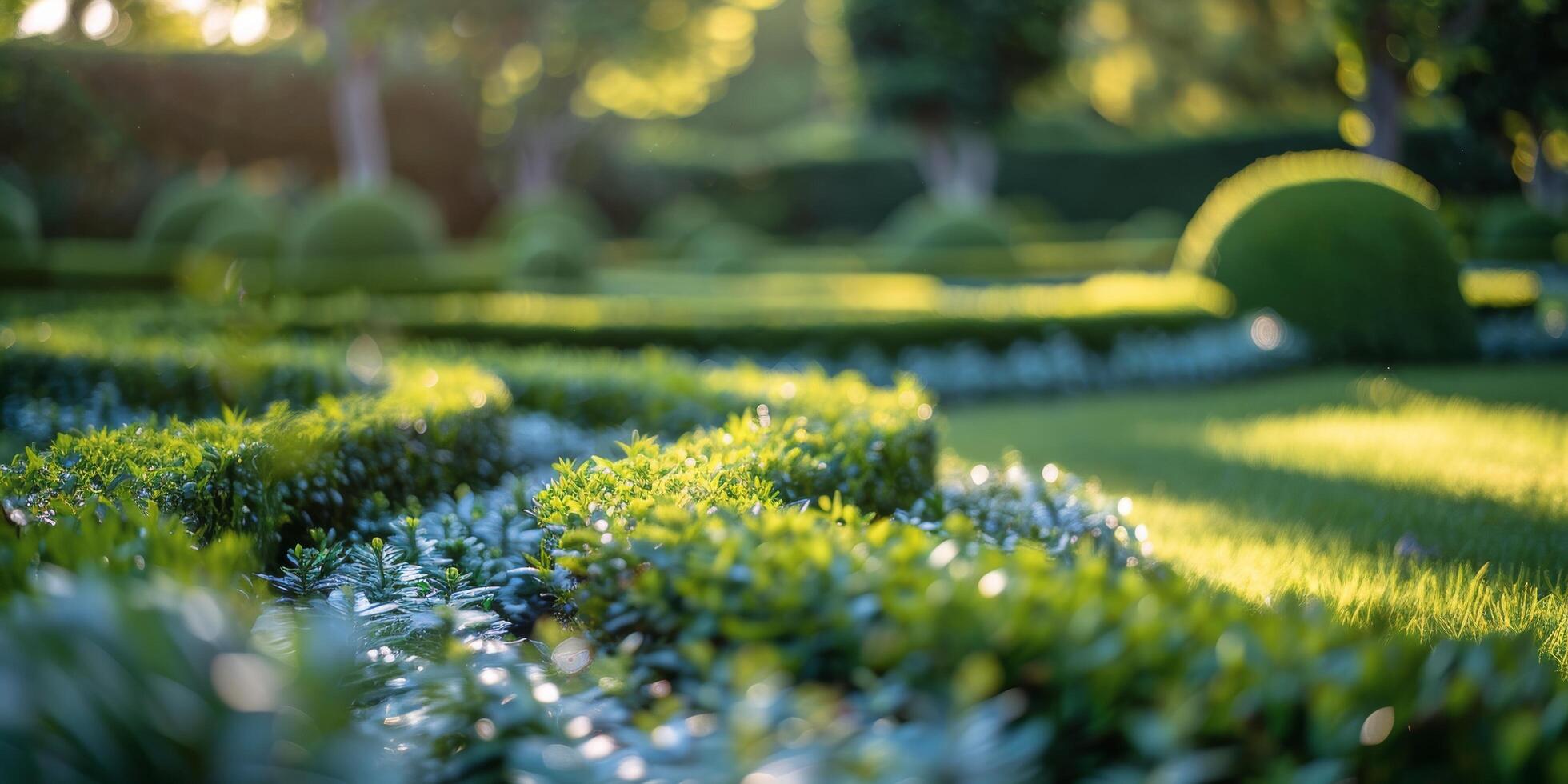 AI generated Formal Garden With Gravel Path photo