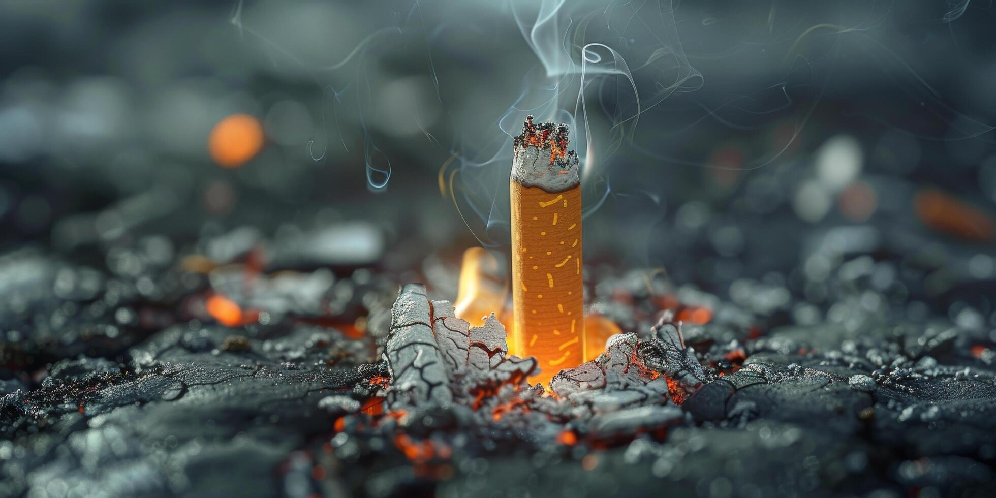 AI generated Smoking Cigarette With Visible Smoke photo