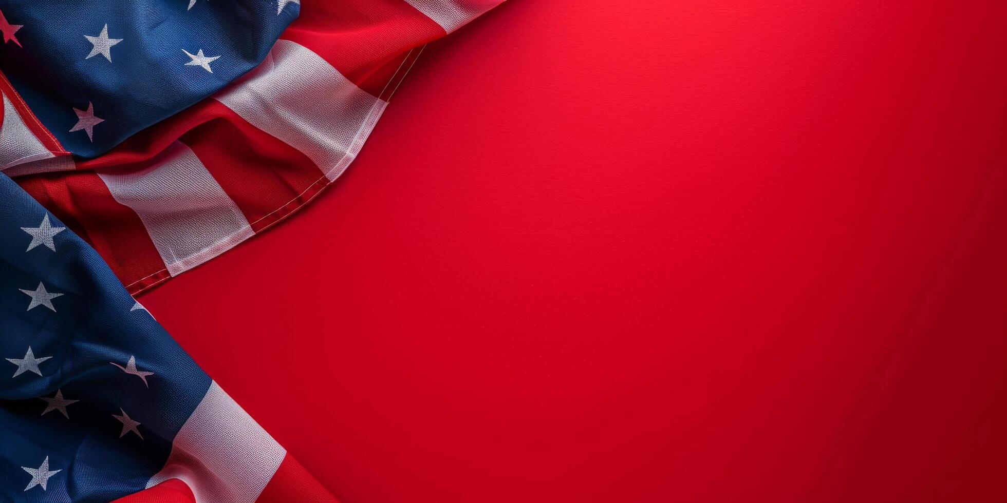 AI generated Red Background With Leaves and Berries photo