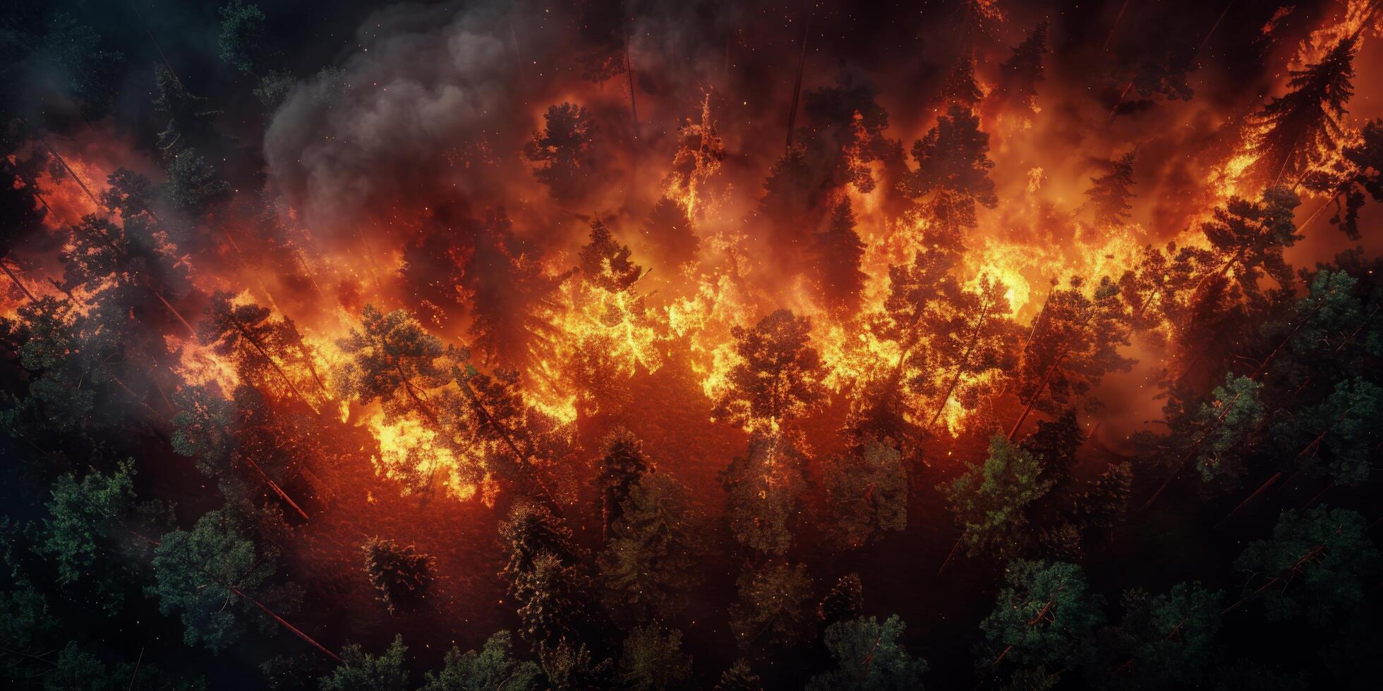 AI generated Massive Forest Engulfed in Wildfire photo
