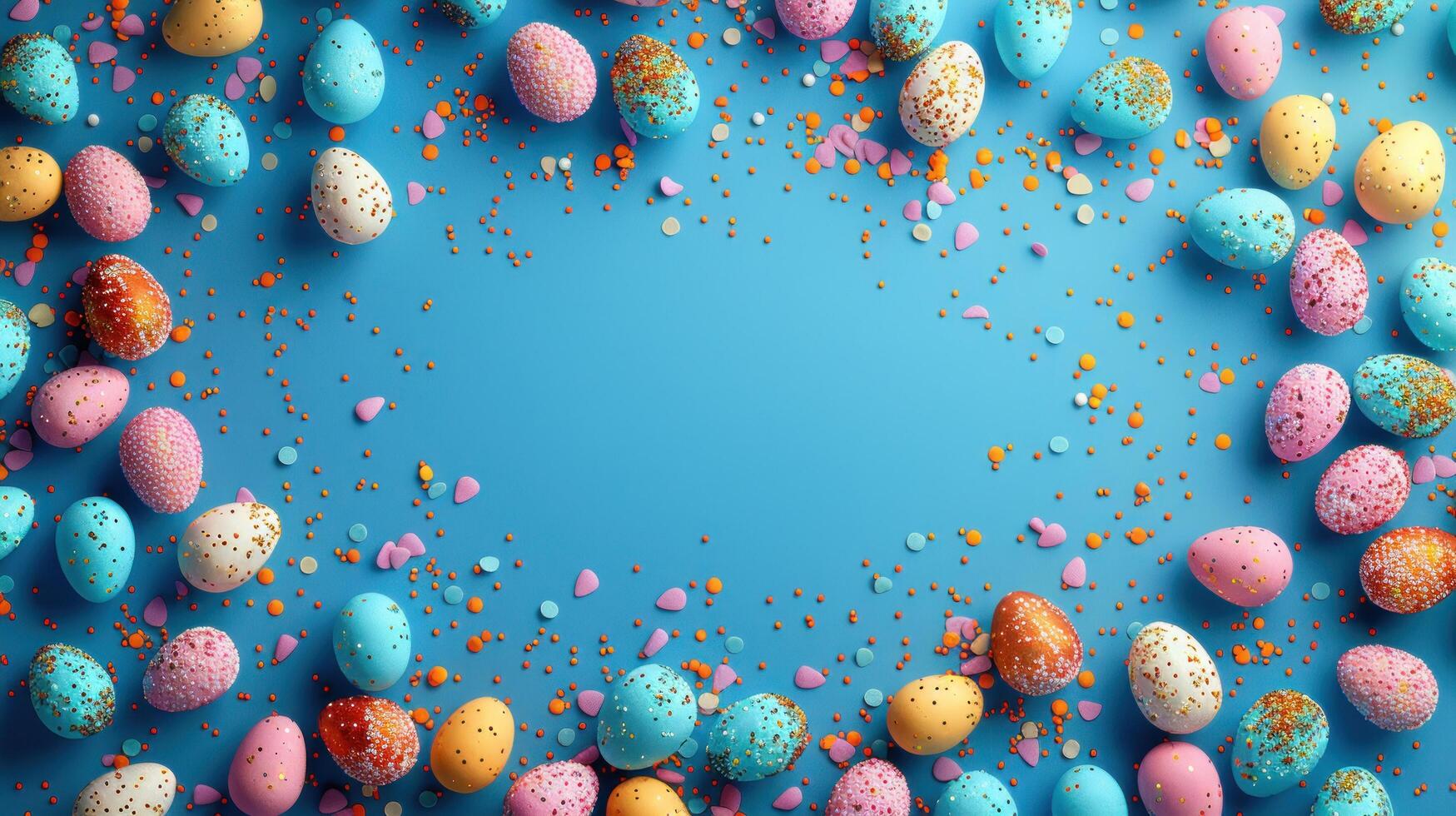 AI generated A festive Easter background with bright colors and a blank area photo