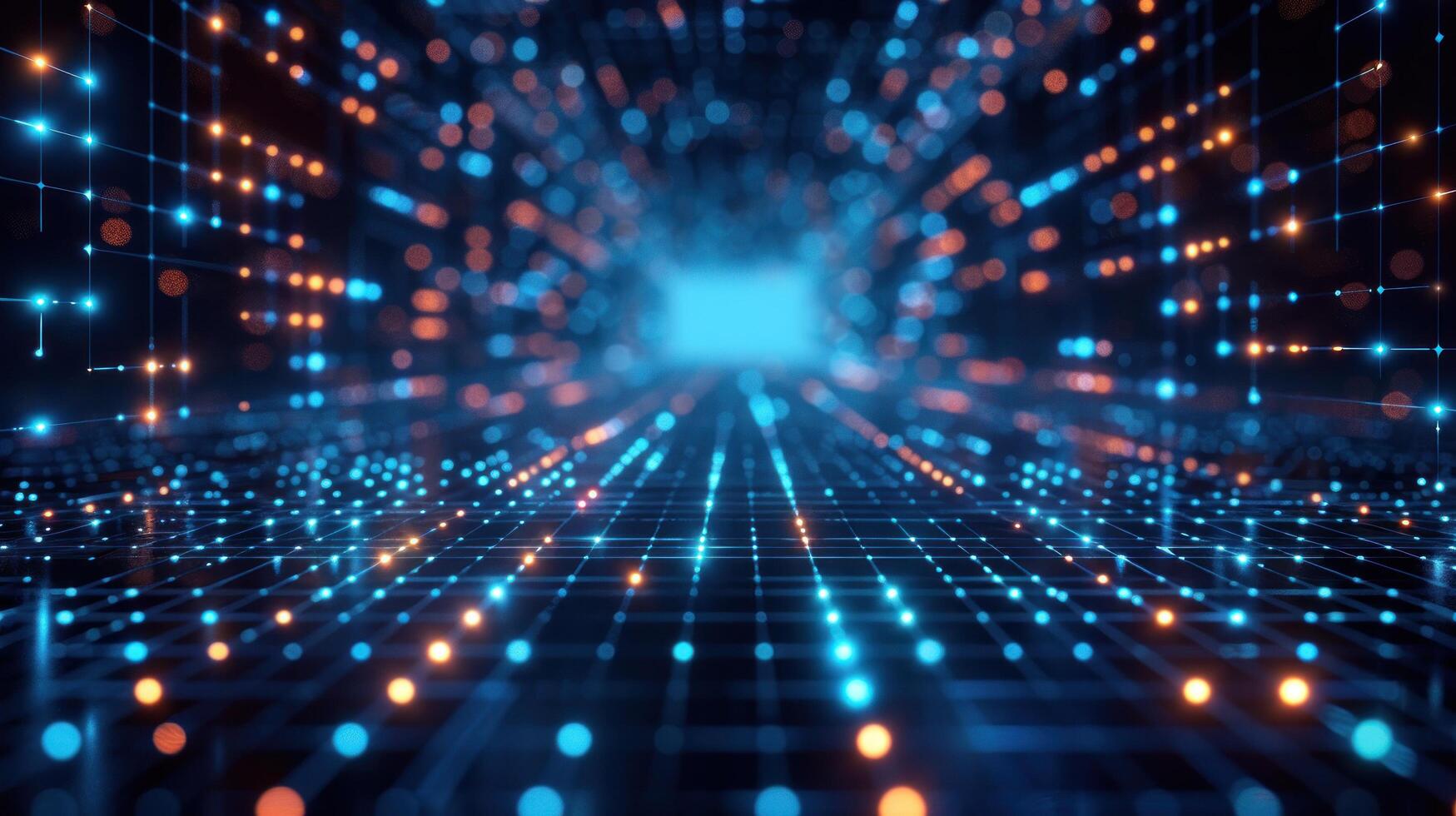 AI generated Abstract minimalistic dark blue and neon tech background photo