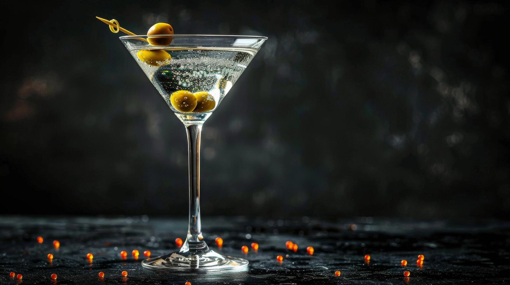 AI generated Martini Glass With Olive photo