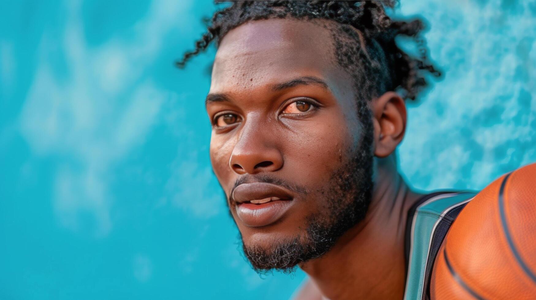 ai generado hombre con rastas participación un baloncesto foto