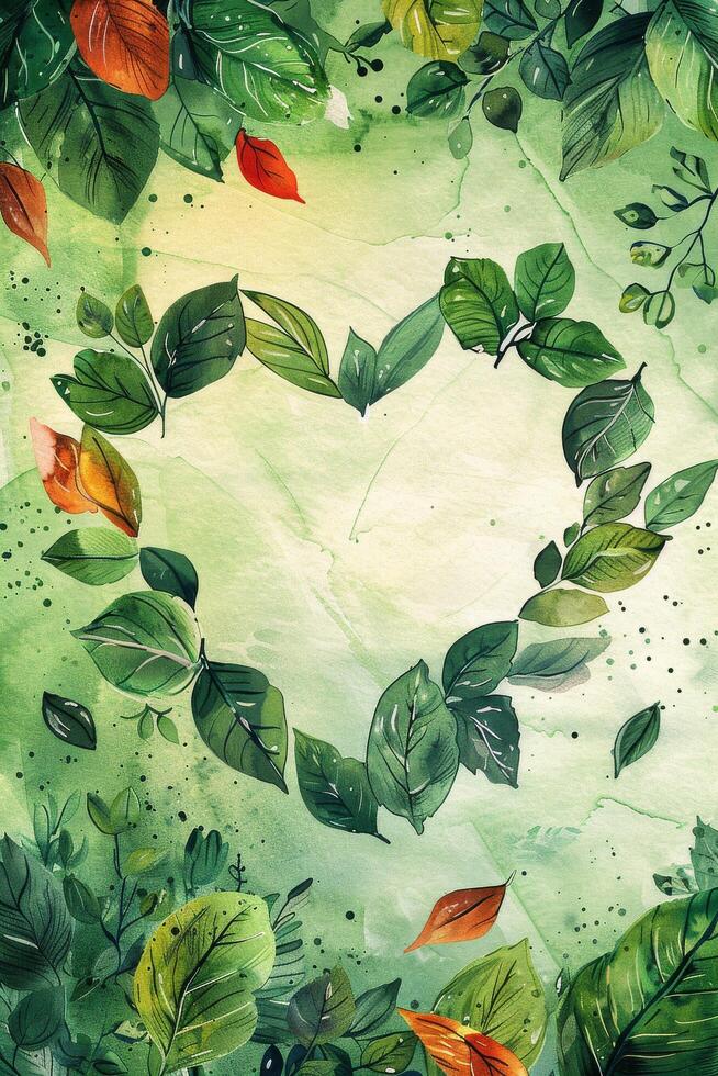 AI generated Leaf Heart Painting photo