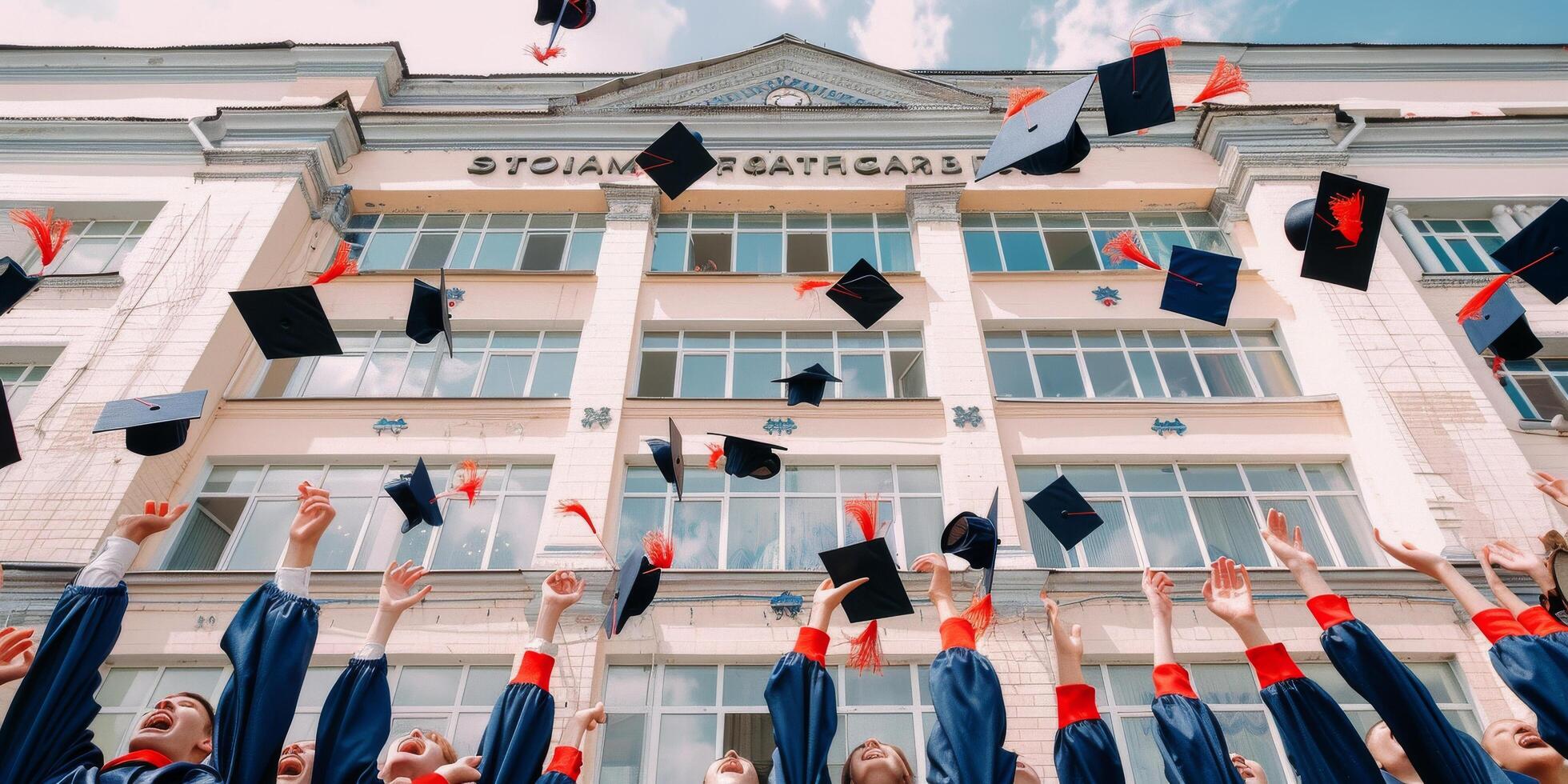 AI generated Graduates Throwing Caps in Celebration photo