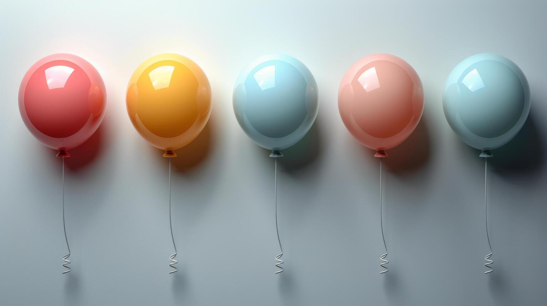 AI generated Row of Colorful Balloons on a Wall photo