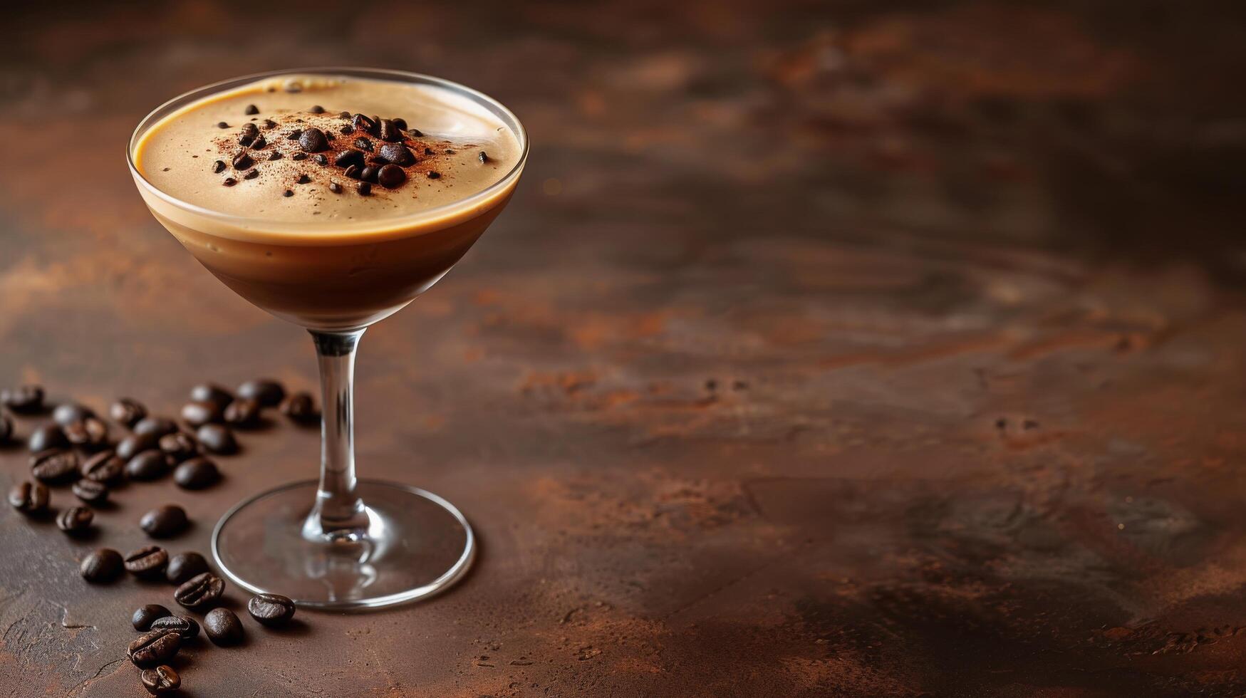 AI generated Glass of Drink Surrounded by Coffee Beans photo