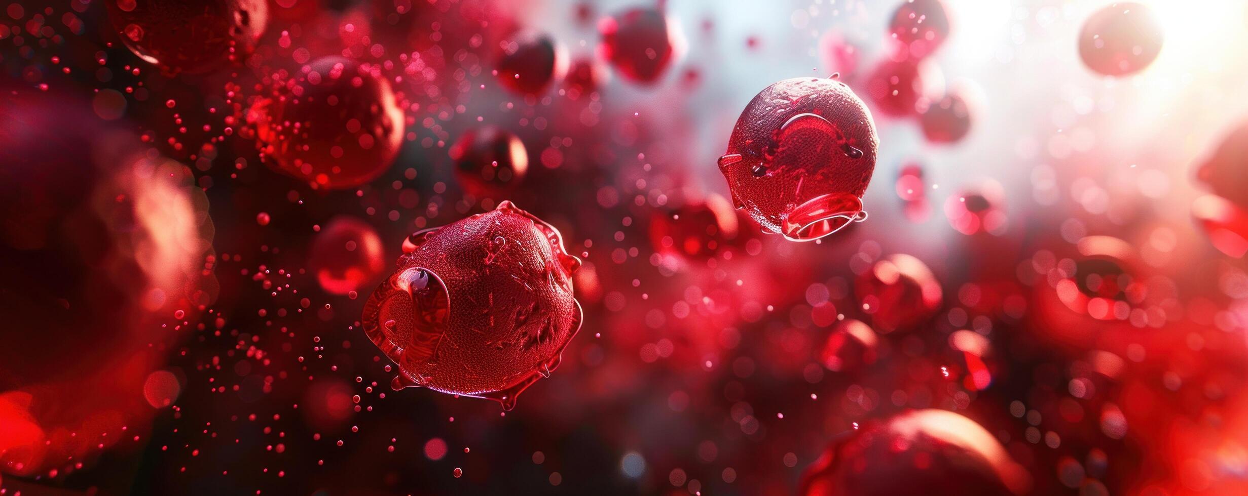 AI generated cells and erythrocytes, dark red photo