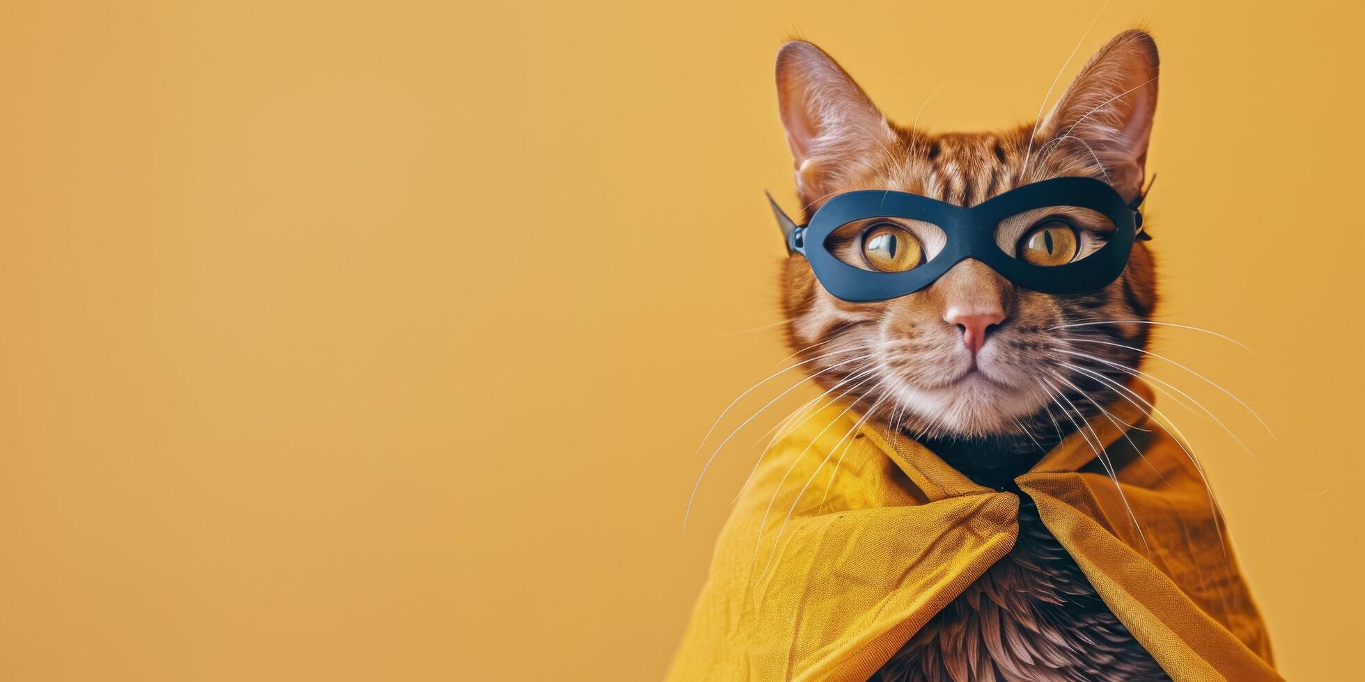 AI generated Cat Wearing Glasses on Yellow Background photo