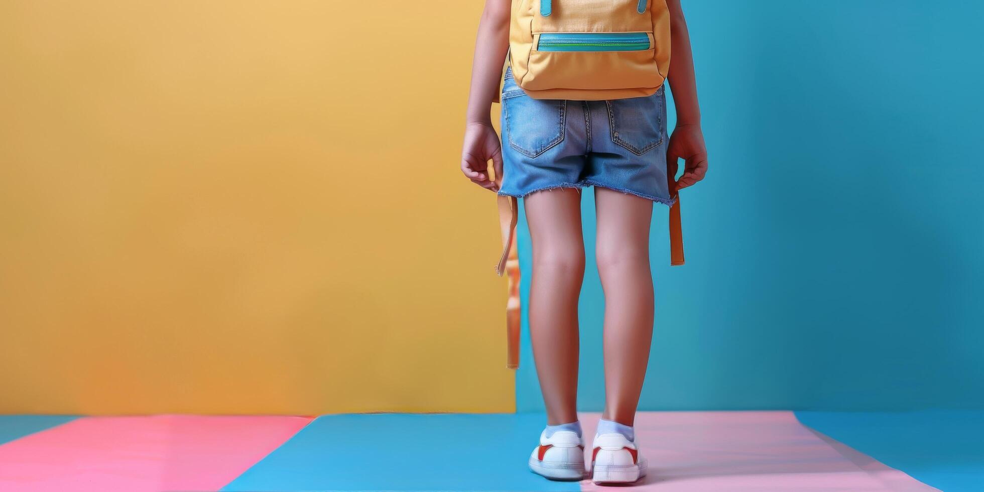 AI generated Little Girl Carrying Backpack on Her Back photo