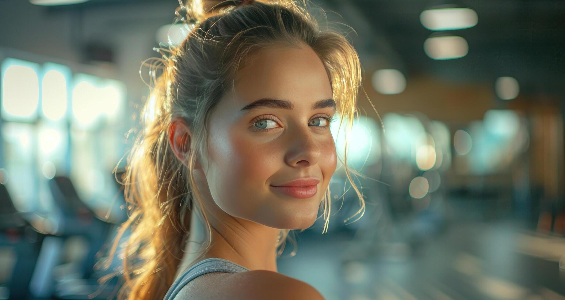 AI generated healthy and fit woman in gym photo