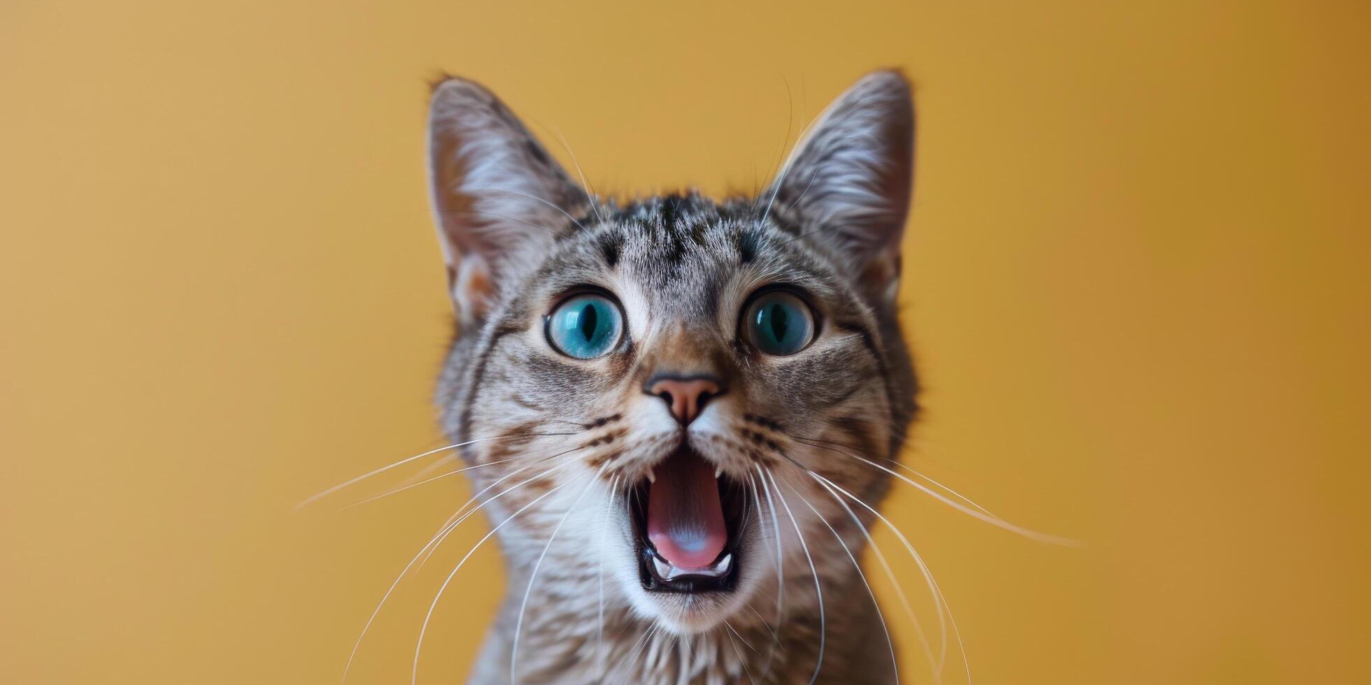 AI generated Close Up of a Cat With Its Mouth Open photo