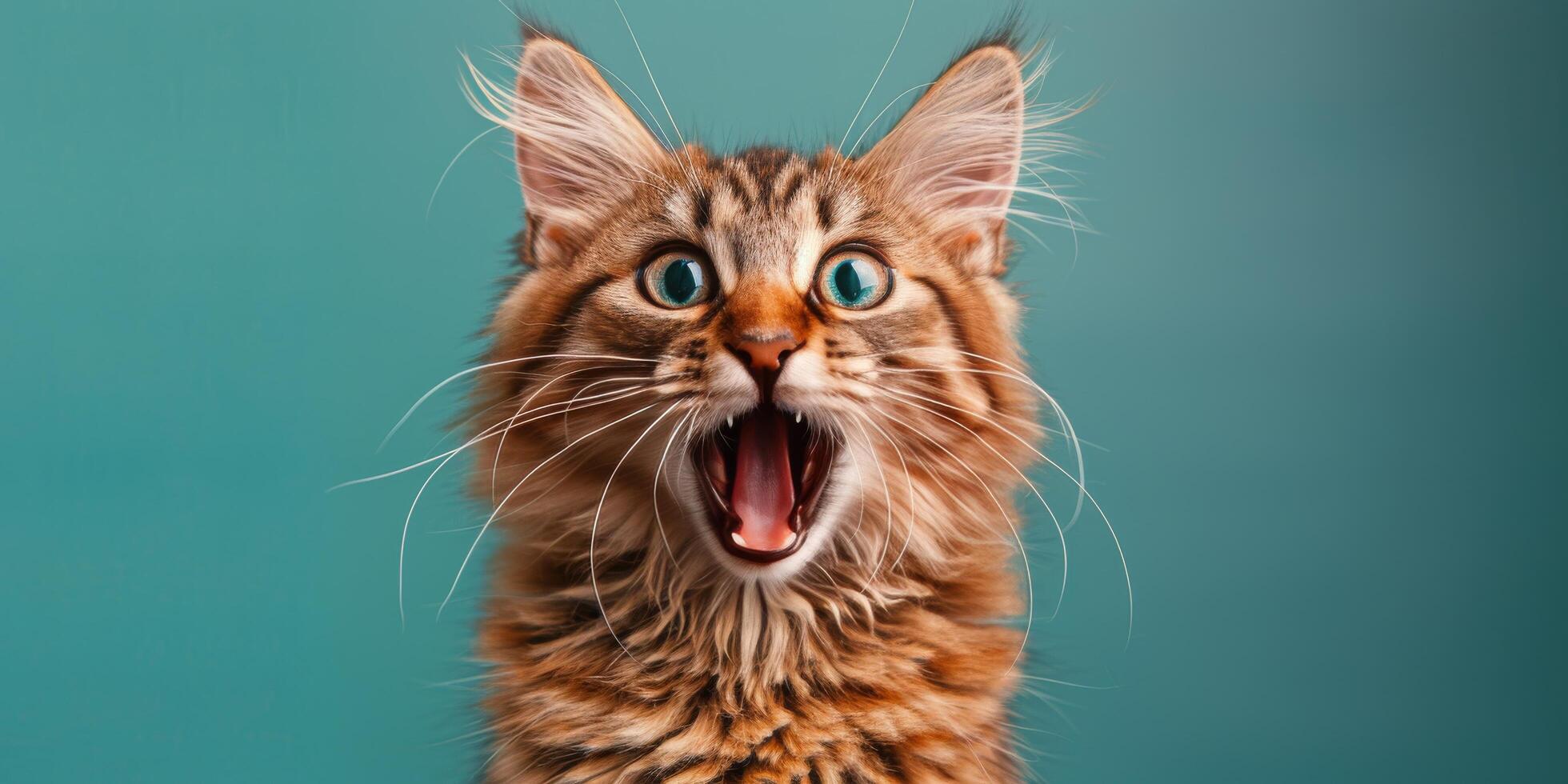 AI generated Close Up of a Cat With Its Mouth Open photo