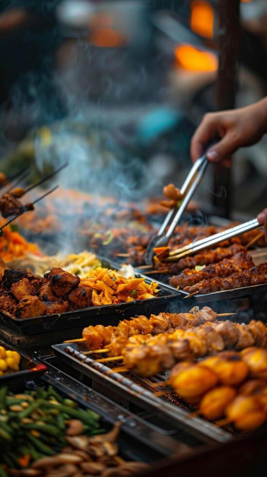 AI generated Person Cooking Food on Grill photo