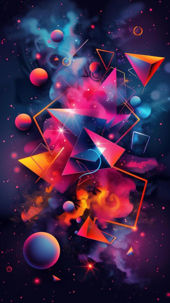 AI generated Colorful Abstract Background With Various Shapes photo