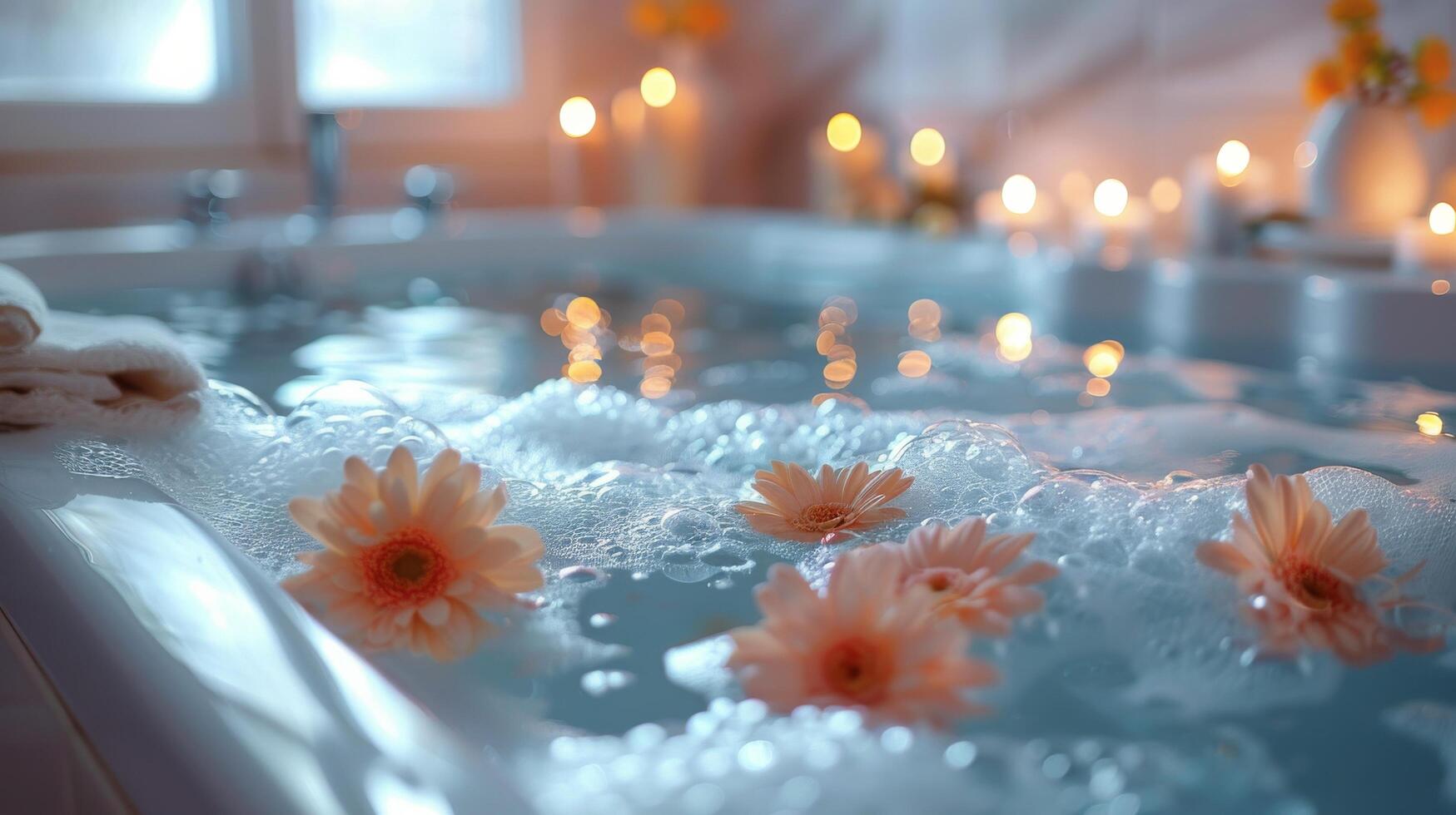 Hot Tub With Floating Flowers photo