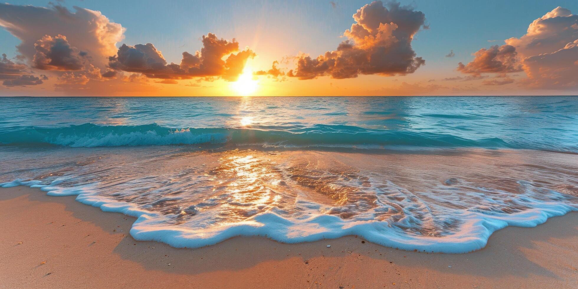 Beach With Waves Rolling Onto Shore photo