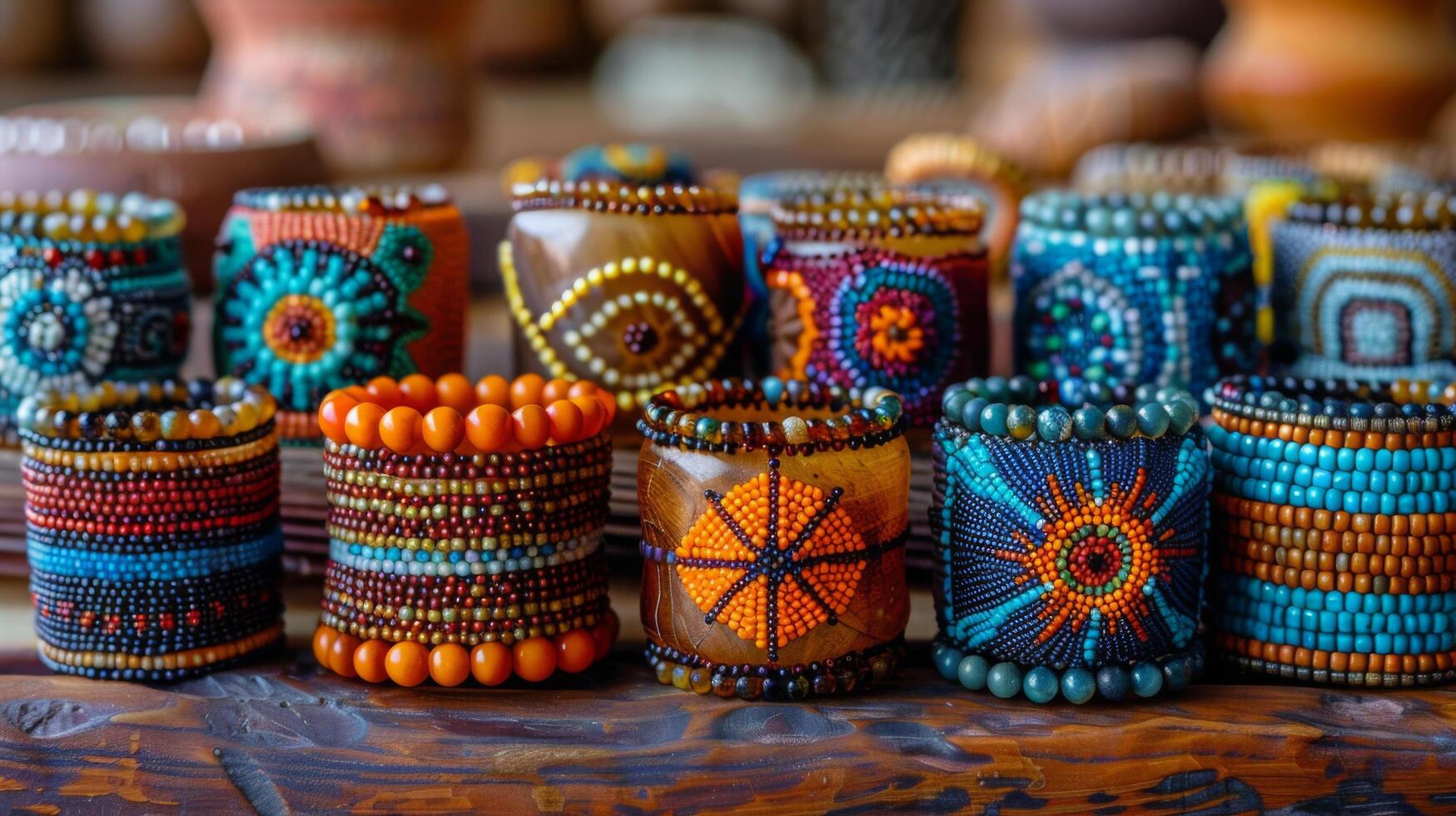 Assorted Bracelets Arranged on Table photo