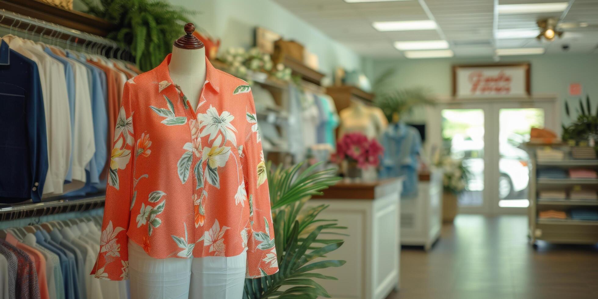 Womans Shirt Displayed on Mannequin in Retail Store photo