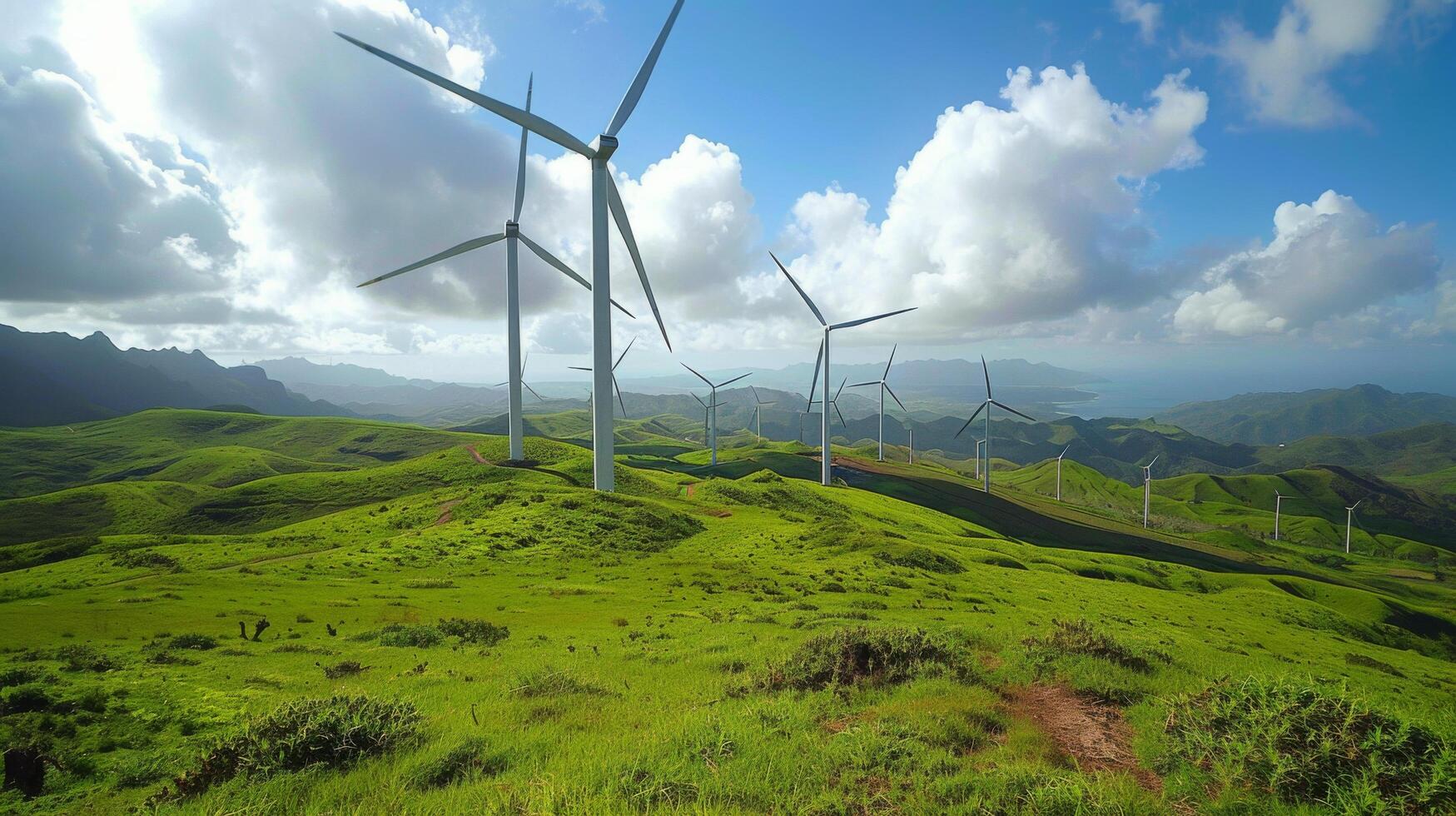 molinos de viento en un colina foto