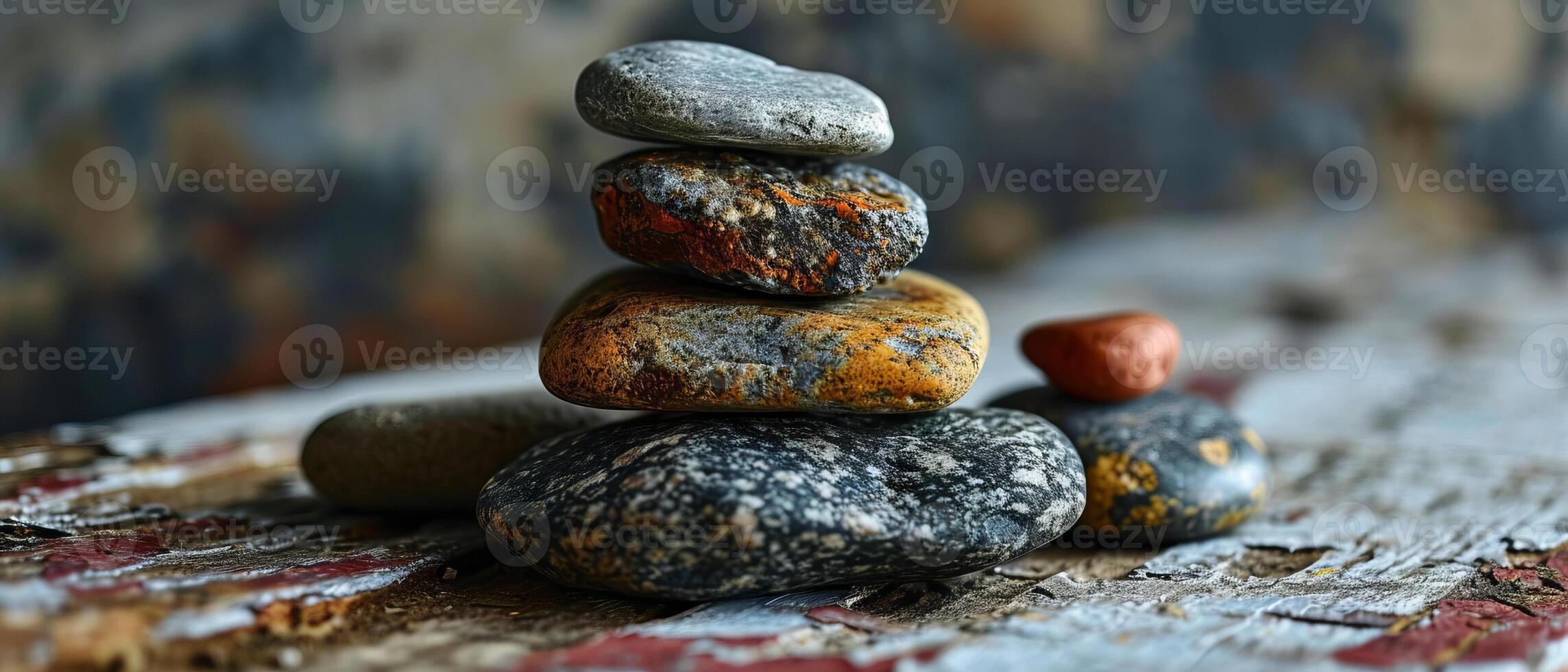 AI generated Discover inner peace and tranquility as you contemplate the harmonious balance of stacked stones in a serene outdoor setting photo